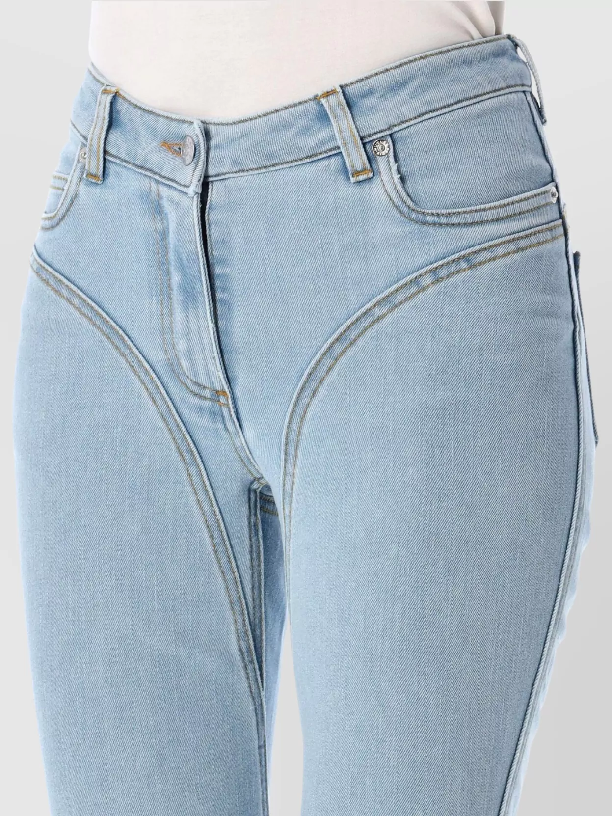 Mugler High-Rise Flared Leg Jeans With Belt Loops
