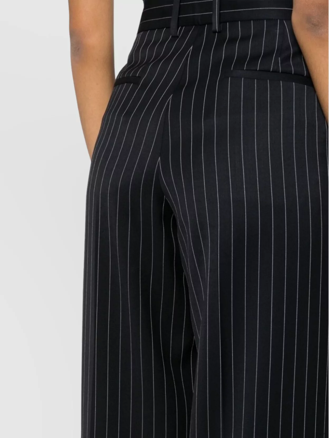 Msgm High Waist Wide Leg Trousers With Pinstripe