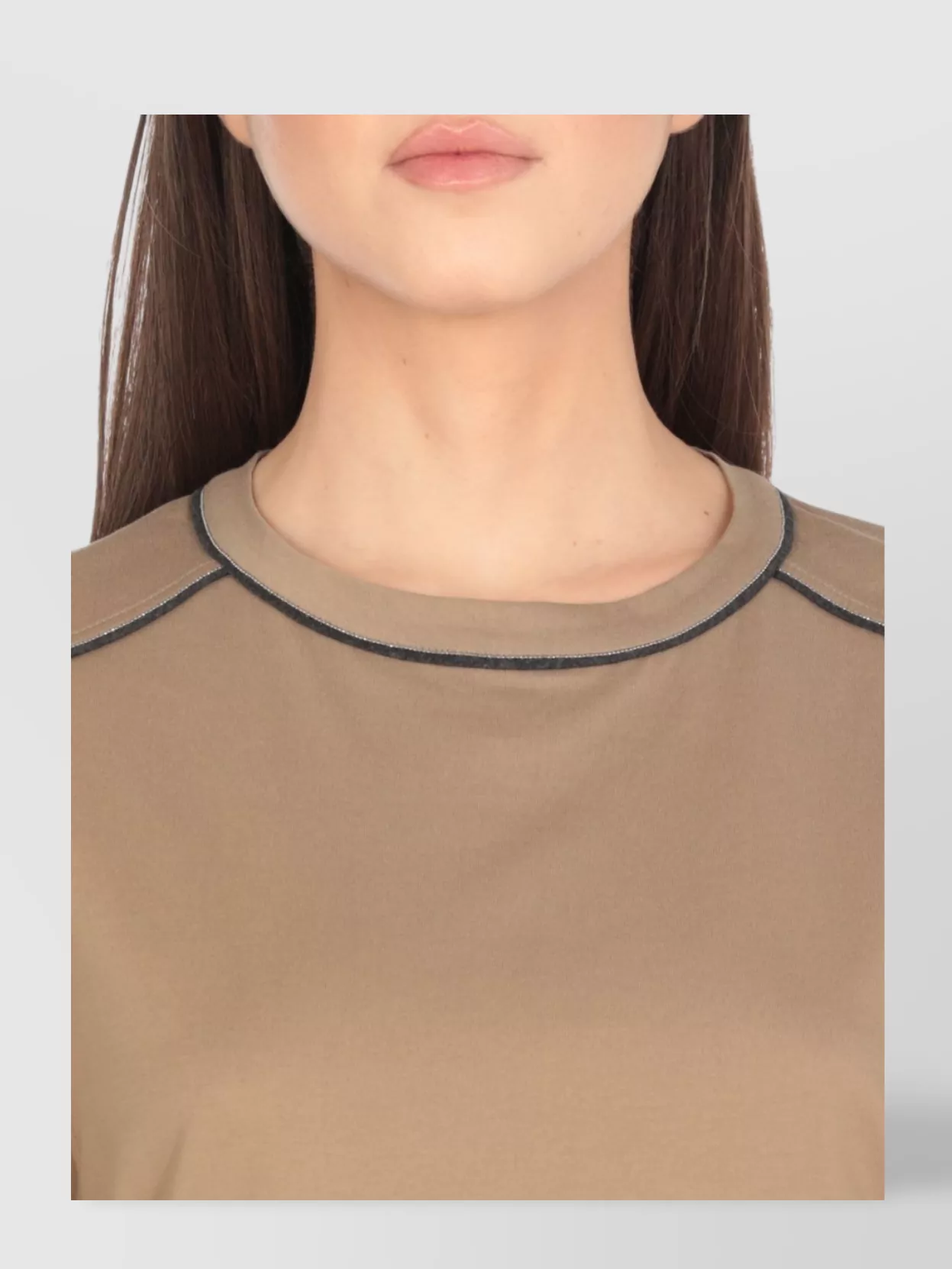 Brunello Cucinelli Crewneck T-shirt With Diamond Cut Brass In Neutral