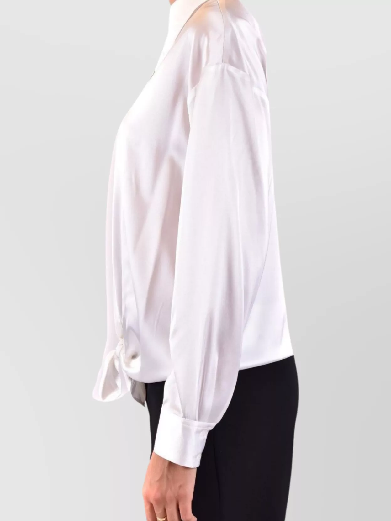Pinko Collared Neck Cuffed Long Sleeves Tie Front Detail