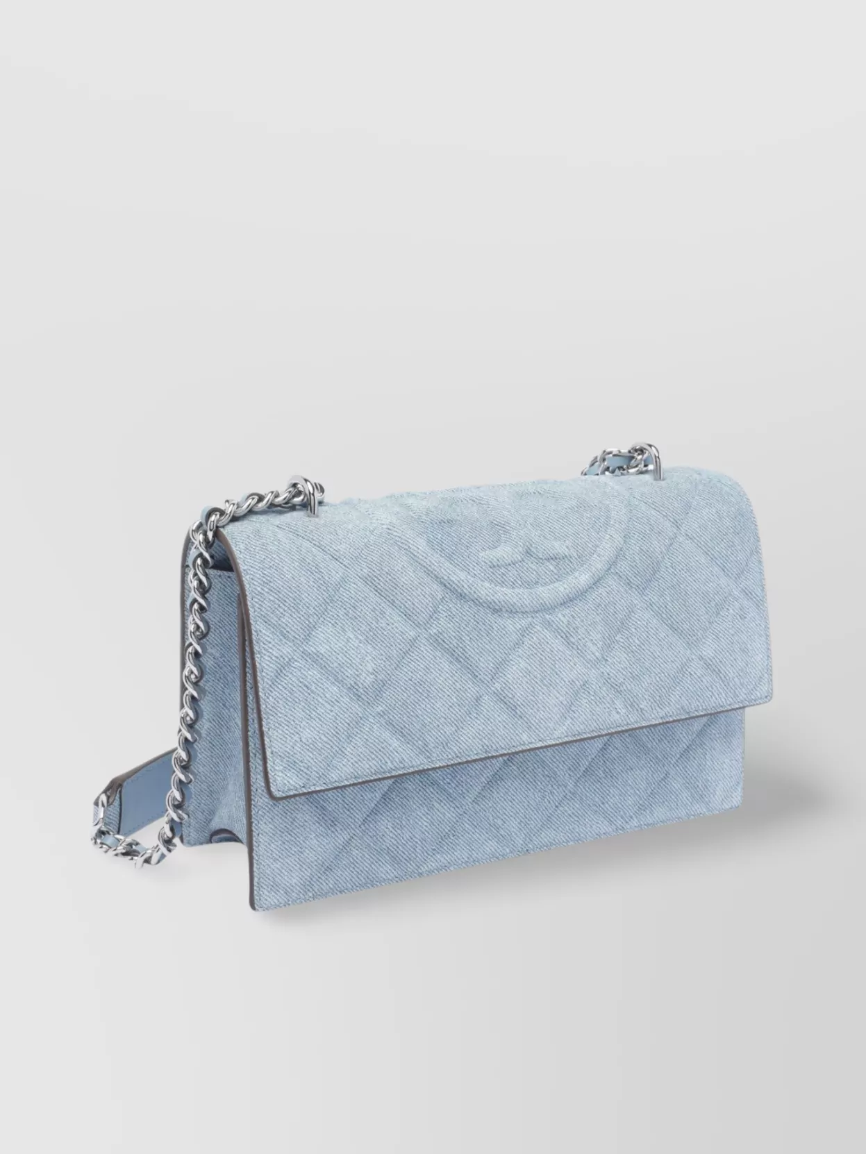 Shop Tory Burch Quilted Denim Shoulder Bag With Chain Strap