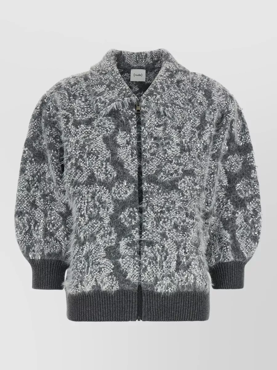 Nude Jacquard knit abstract pattern cardigan
