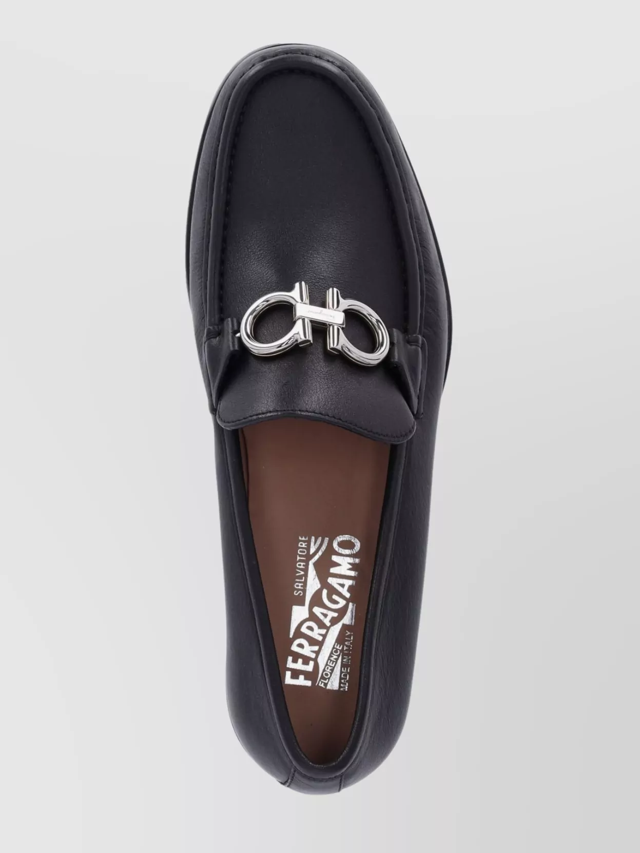 Ferragamo Bart Black Loafers With Embossed Gancini Detail On The Front In Leather Man In Black