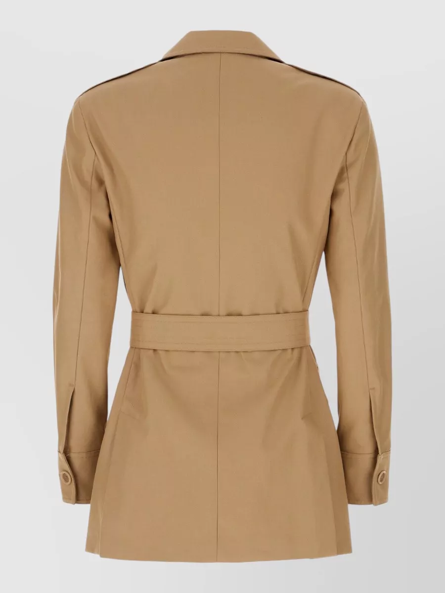 Max Mara Cotton Jacket With Belted Waist And Pockets In Neutral