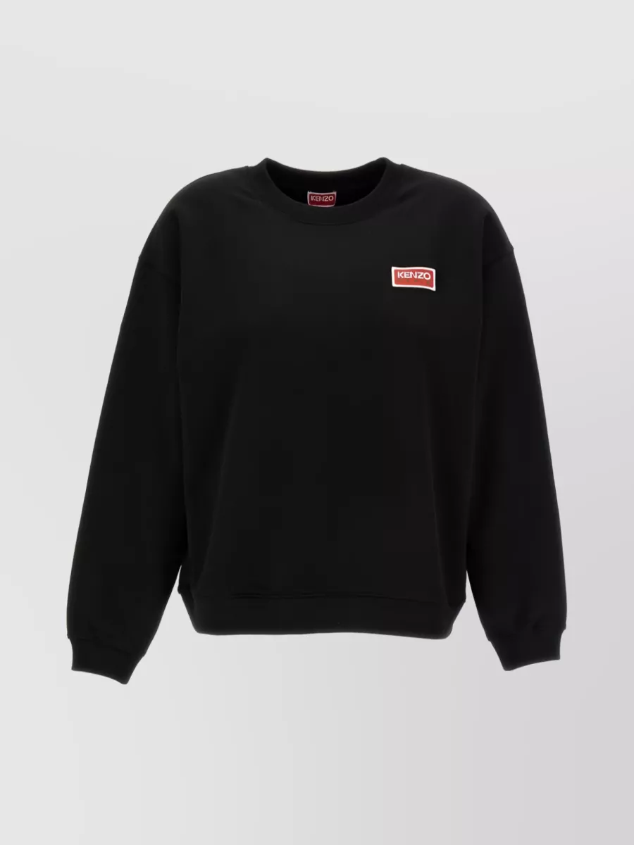 Shop Kenzo Embroidered Logo Crew Neck Sweatshirt In Black