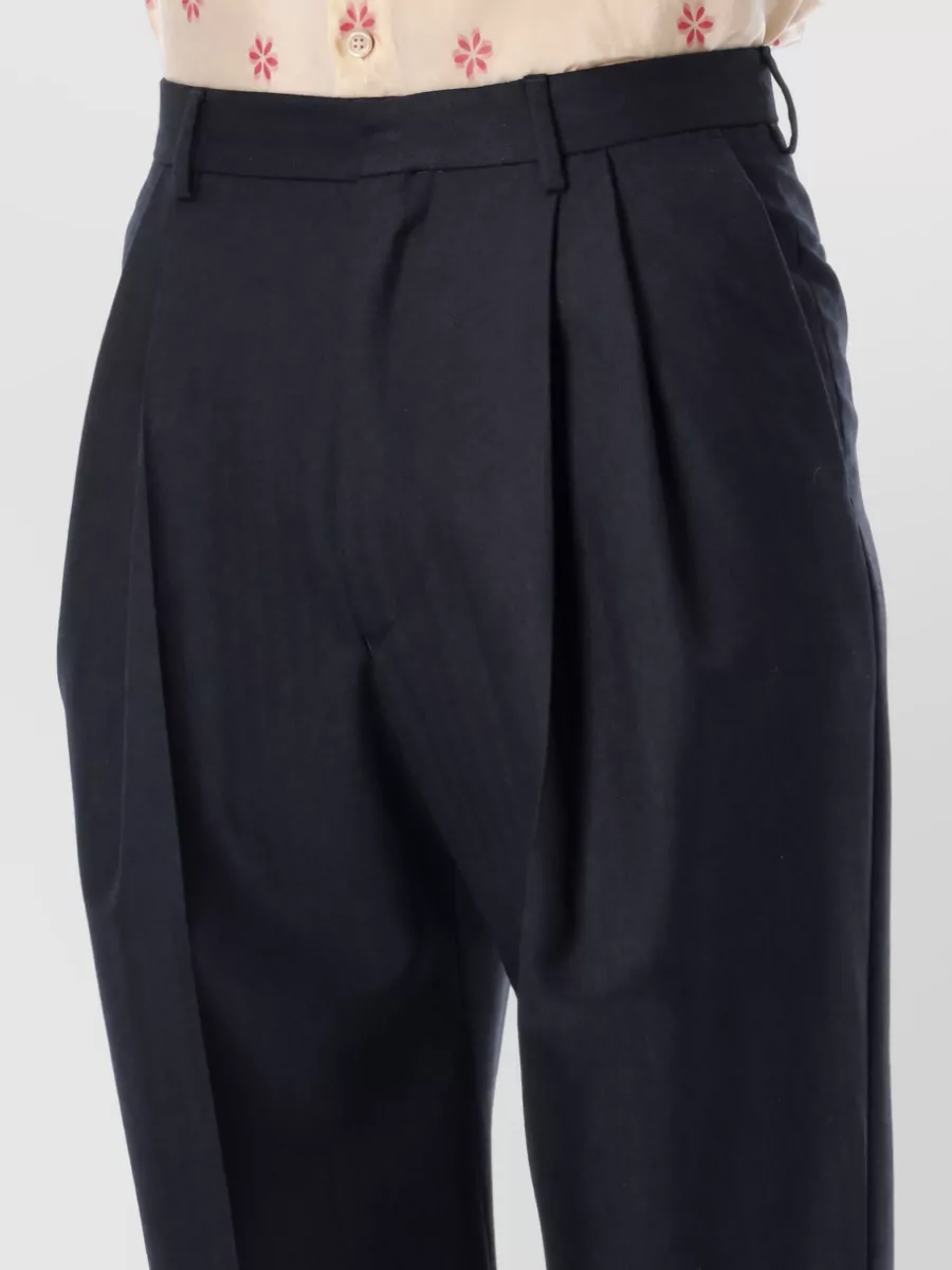 Dries Van Noten Herringbone High-Rise Straight-Leg Wool Tailored Trousers