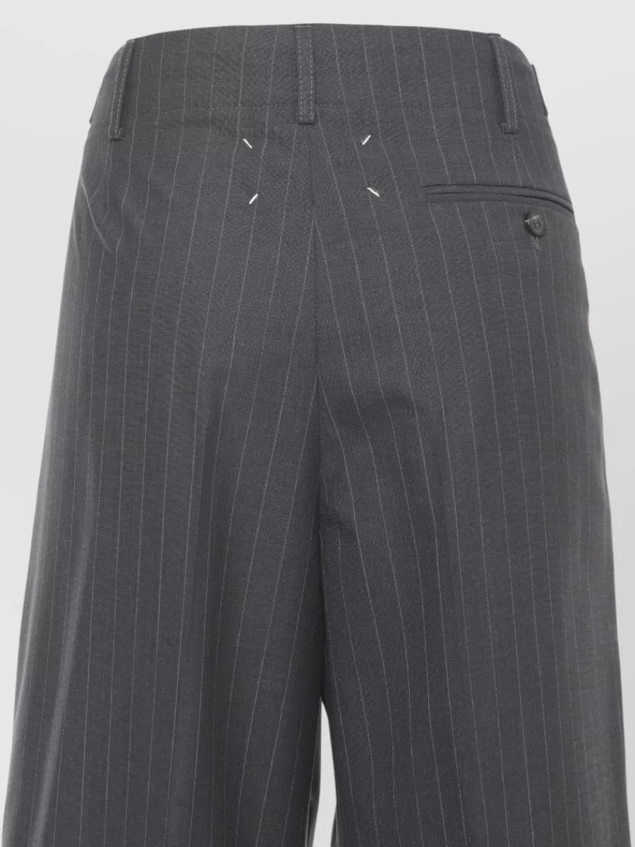 Maison Margiela Pinstriped Wool Straight Leg Trousers