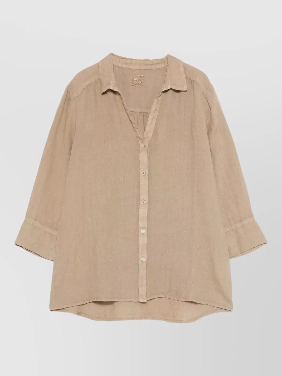 120% Lino Linen v-neck long-sleeve shirt