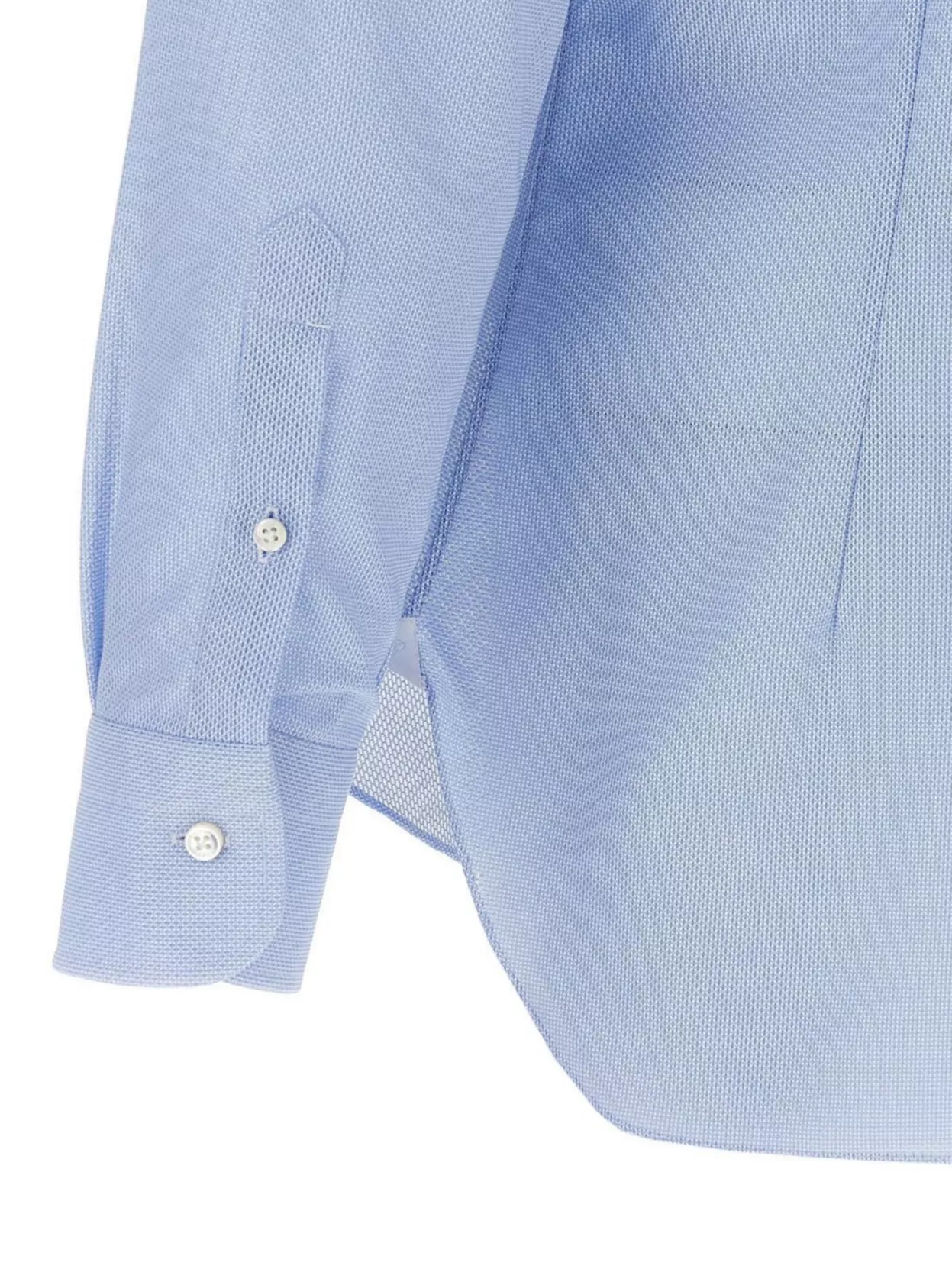 Barba Textured Shirt With Collar And Curved Hem