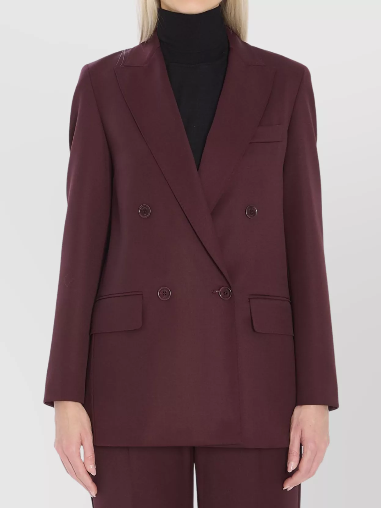 Max Mara Virgin Wool Blazer Peaked Lapels In Burgundy