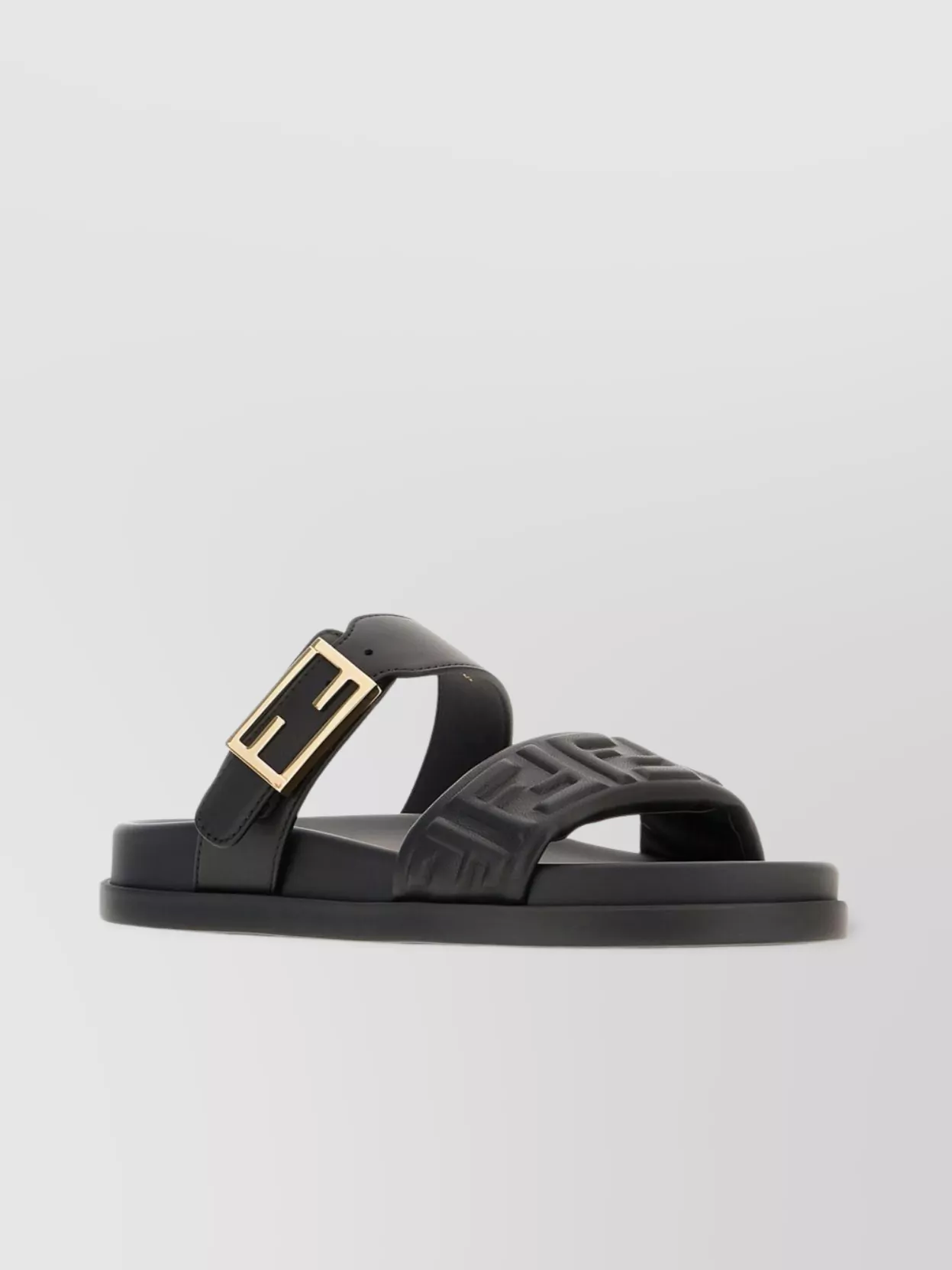 Fendi Nappa Leather Sandals Flat Sole In Black