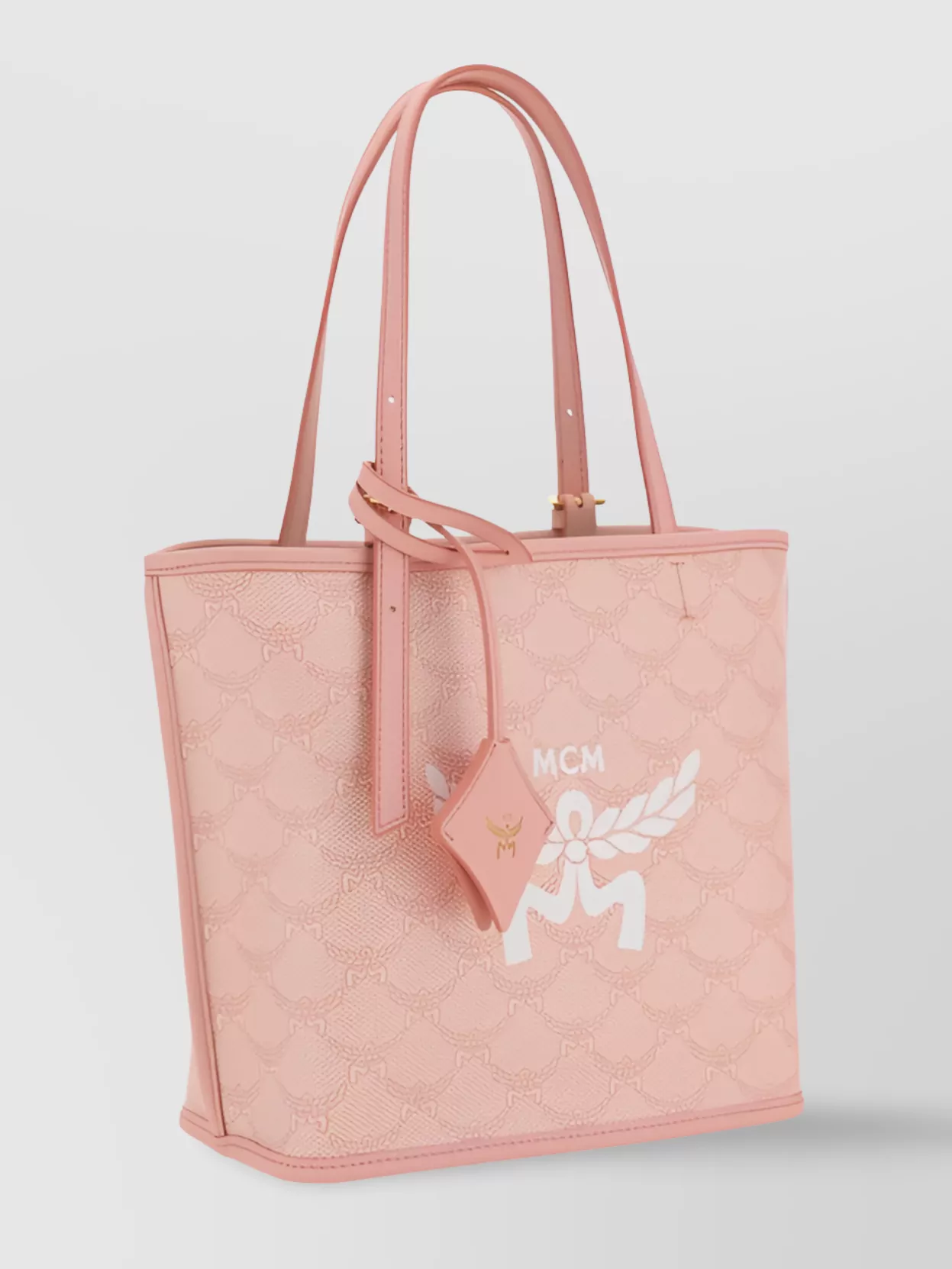 Mcm Top Handle Laurel Shoulder Bag With Embossed Pattern