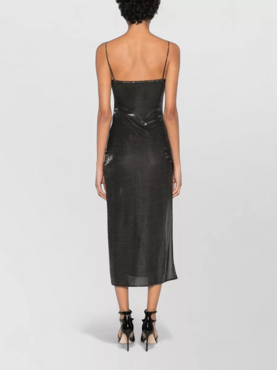 Gucci Glitter-Effect Square-Neck Sleeveless Midi Dress