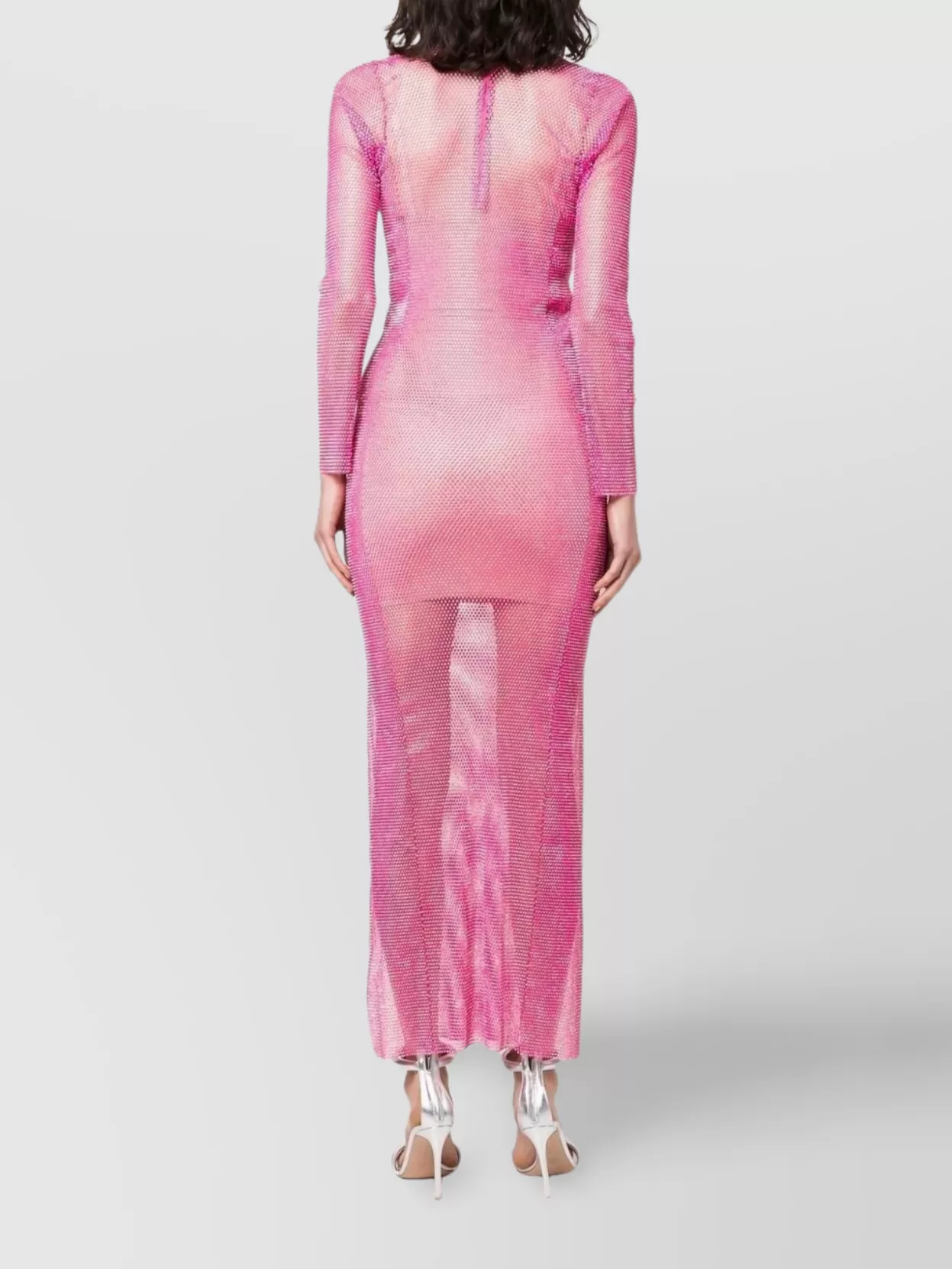 Santa Brands Long Sleeve Rhinestone Embellished Sheer Dress
