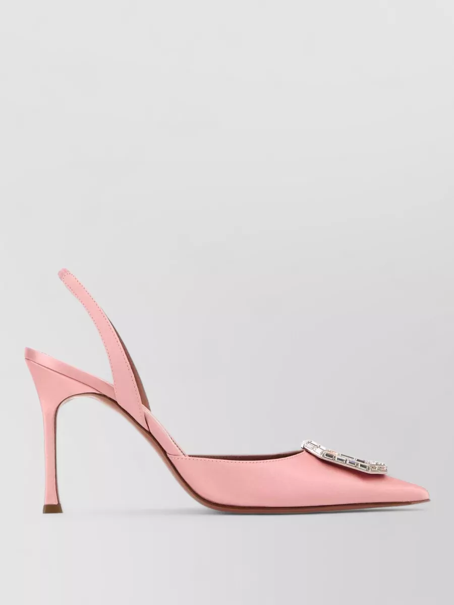 Amina Muaddi satin slingback sandals