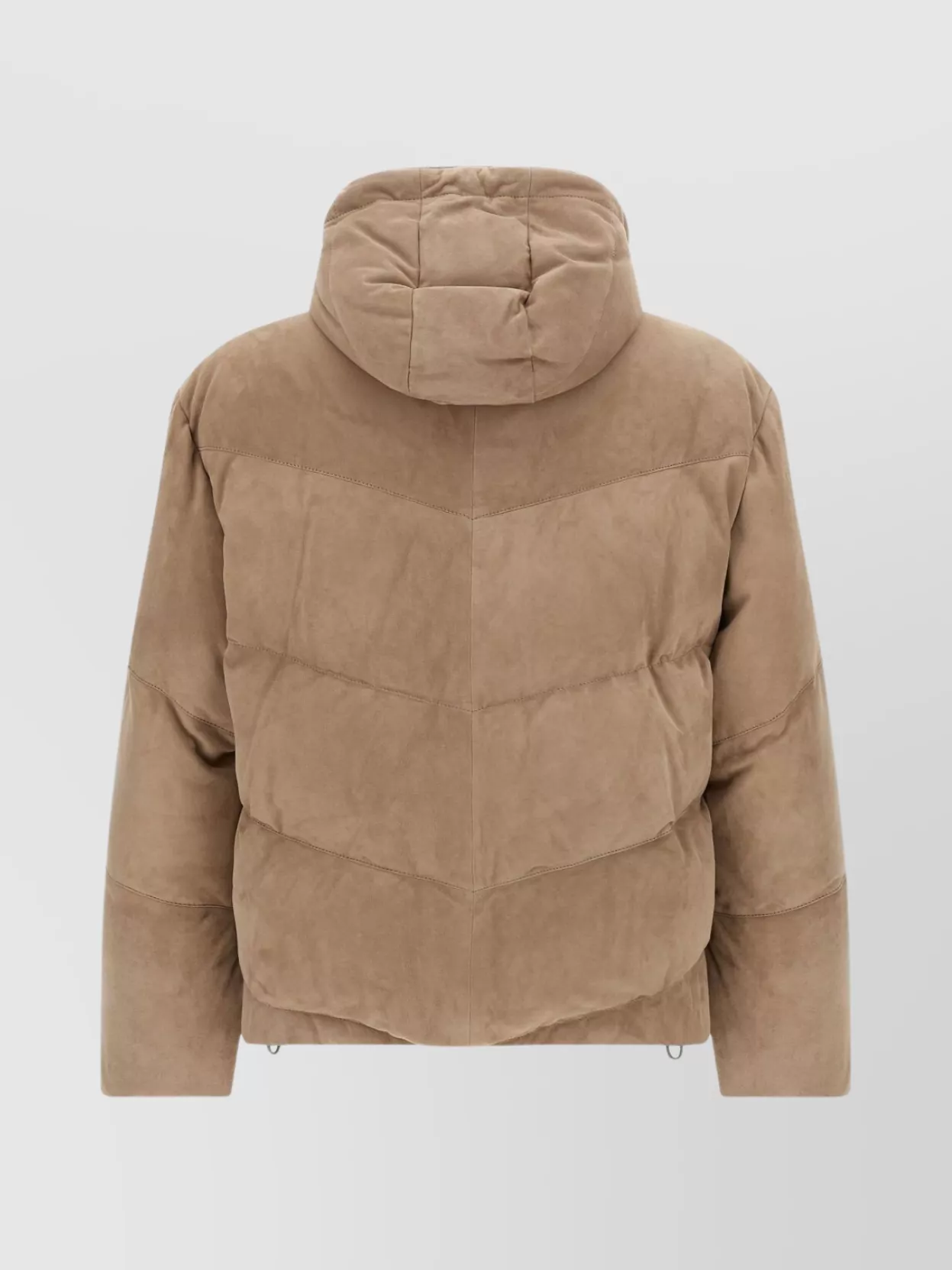 Brunello Cucinelli Suede Down Jacket Puffer Jackets Beige In Brown