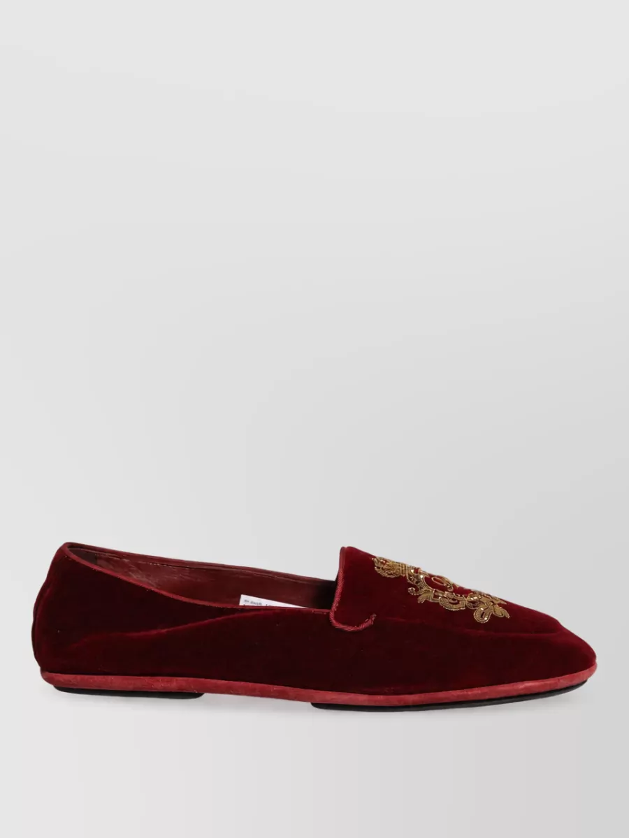 Dolce&Gabbana Velvet Crown Embroidery Loafers