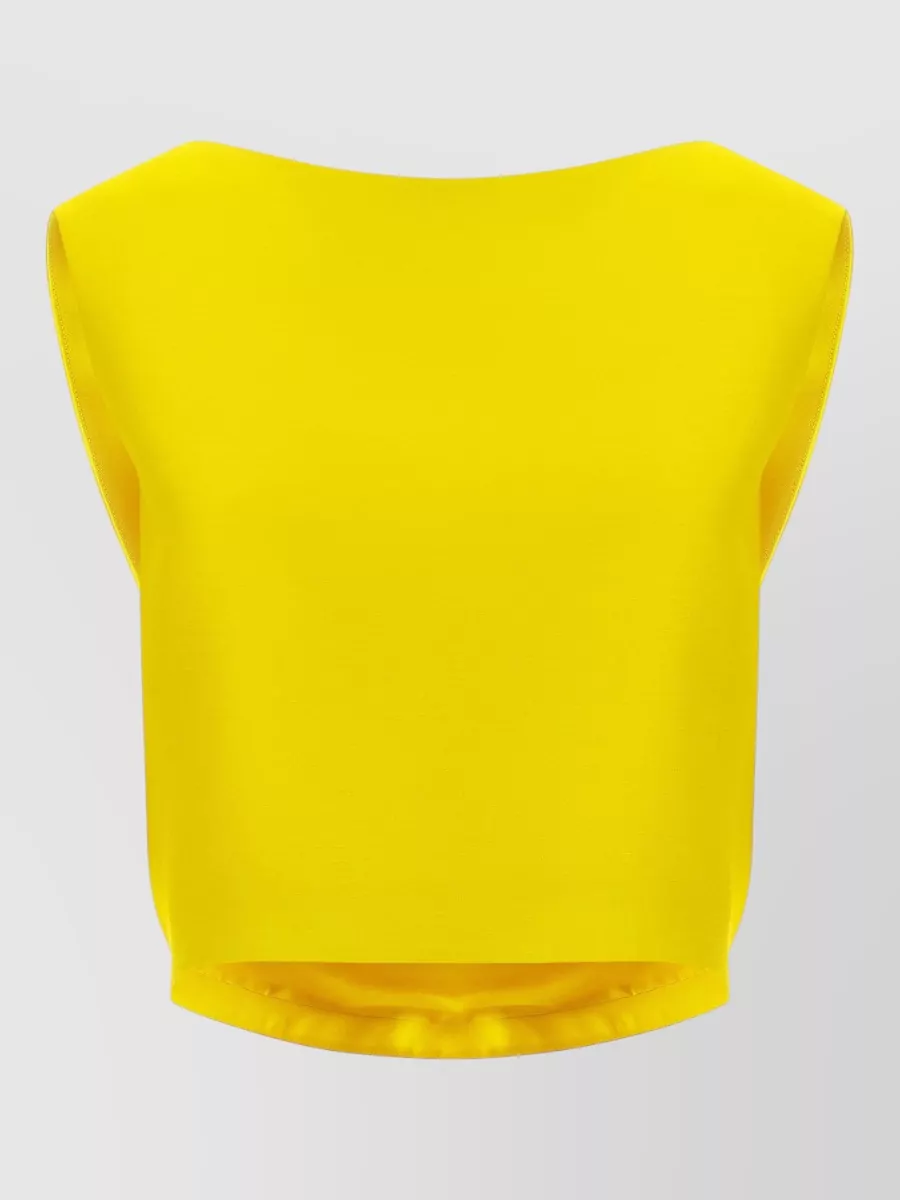 Balenciaga silk wool draped sleeveless cropped blouse