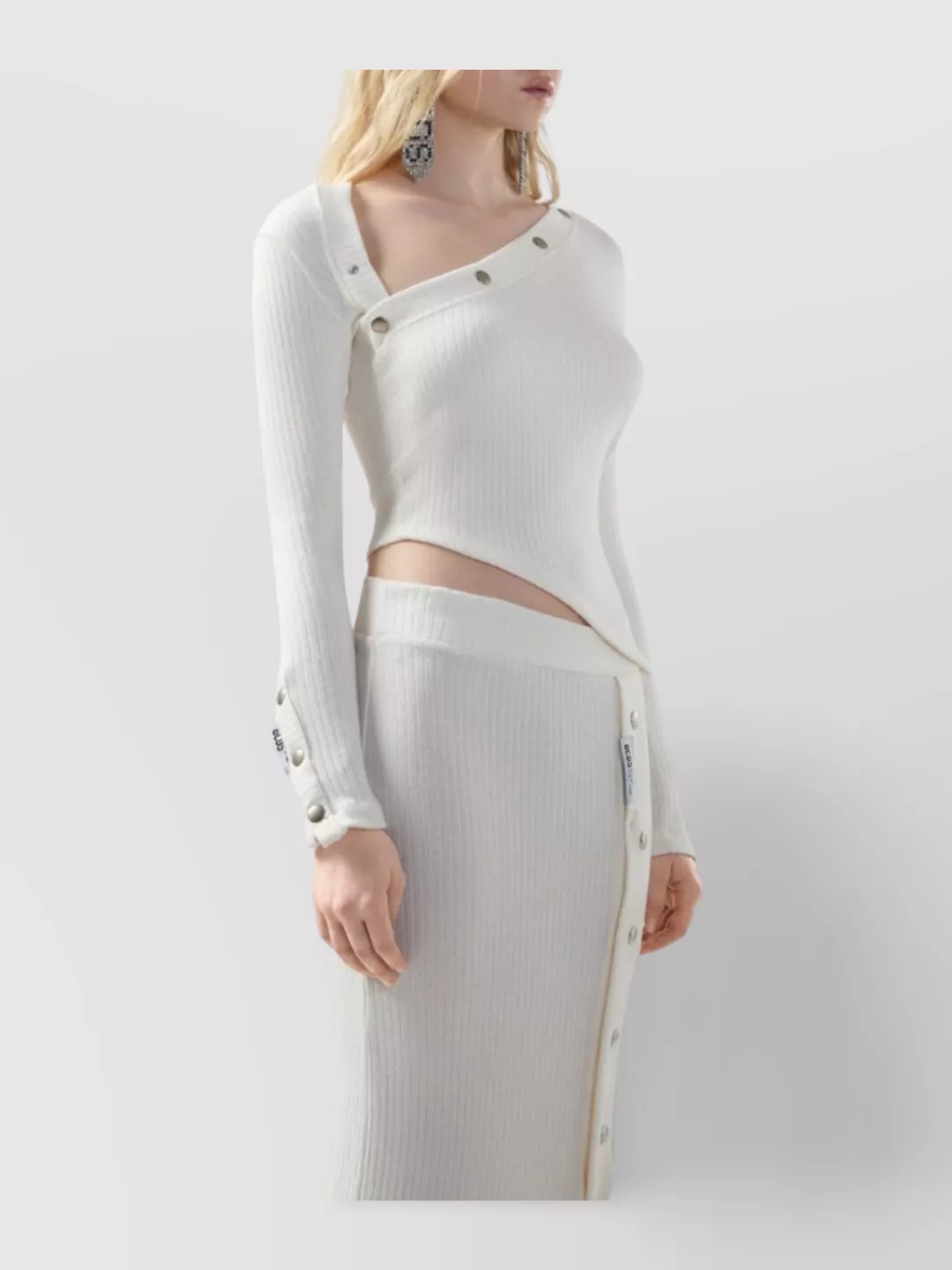 Gcds Asymmetrical Long Sleeve Ribbed Top