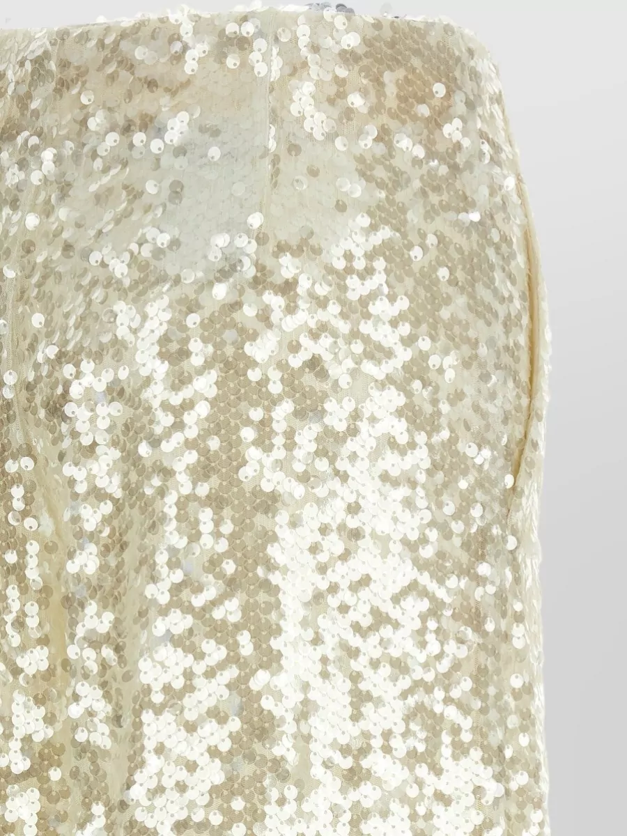 Alberta Ferretti High Waist Sequin Wide Leg Trousers