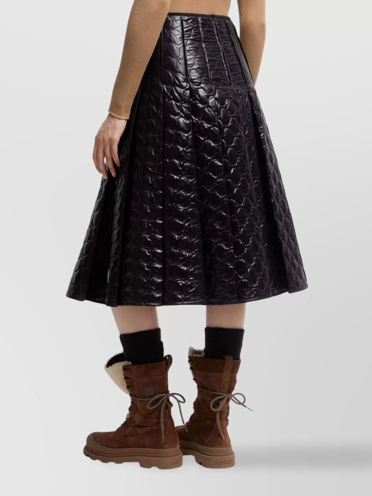 Moncler Quilted A-Line High-Waisted Midi Skirt