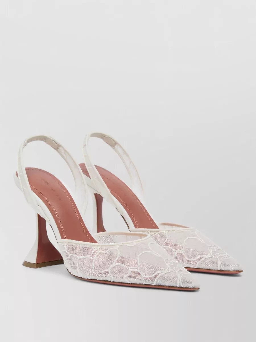 Amina Muaddi Lace Slingback Pumps