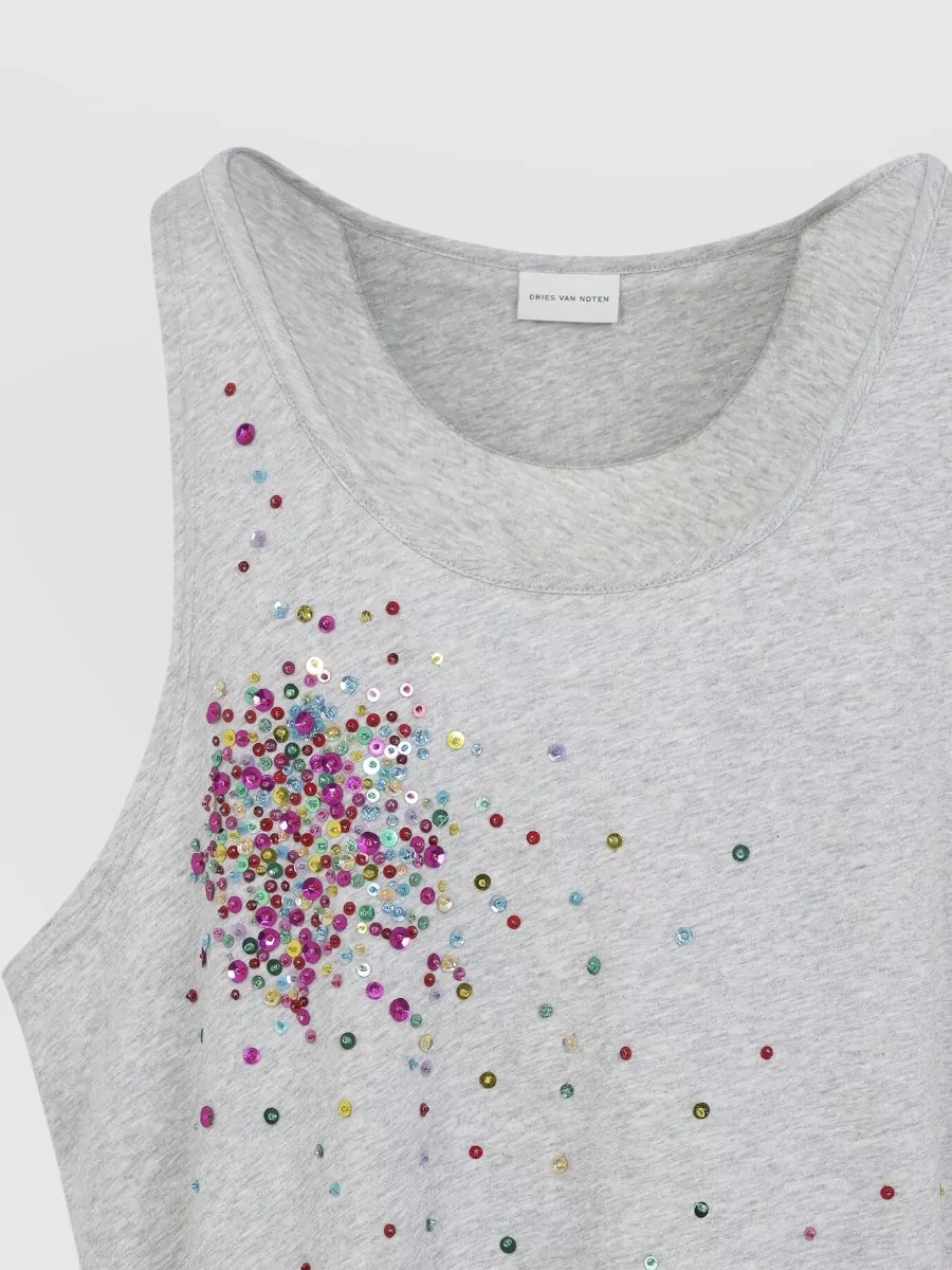 Dries Van Noten Embellished Cotton Tank Top