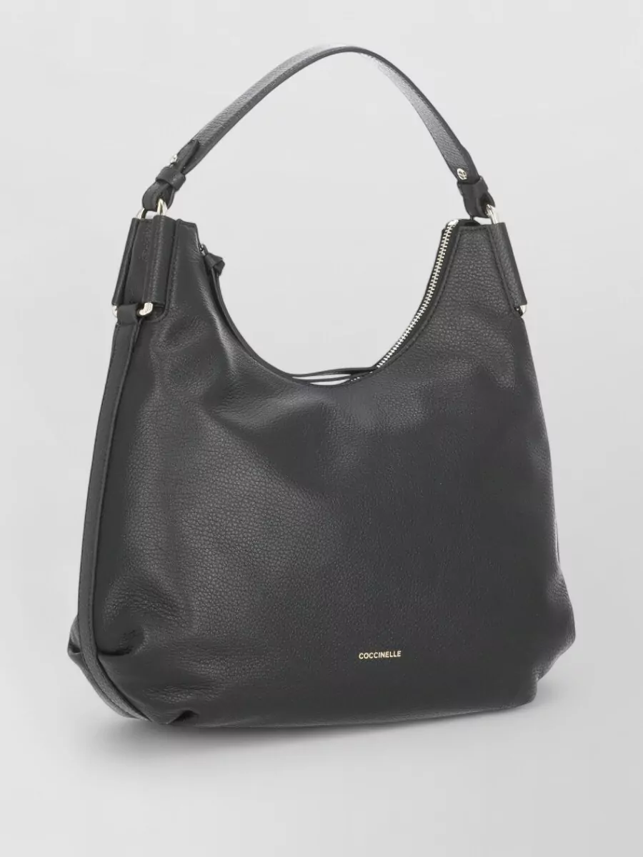 Coccinelle Pebbled Leather Shoulder Bag Removable Strap Handle