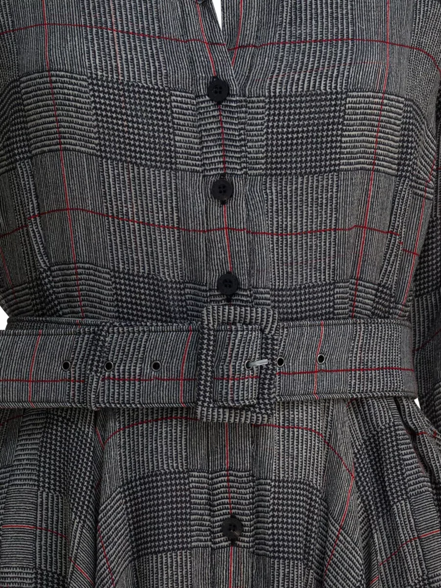 Samantha Sung Wool Check Midi Dress