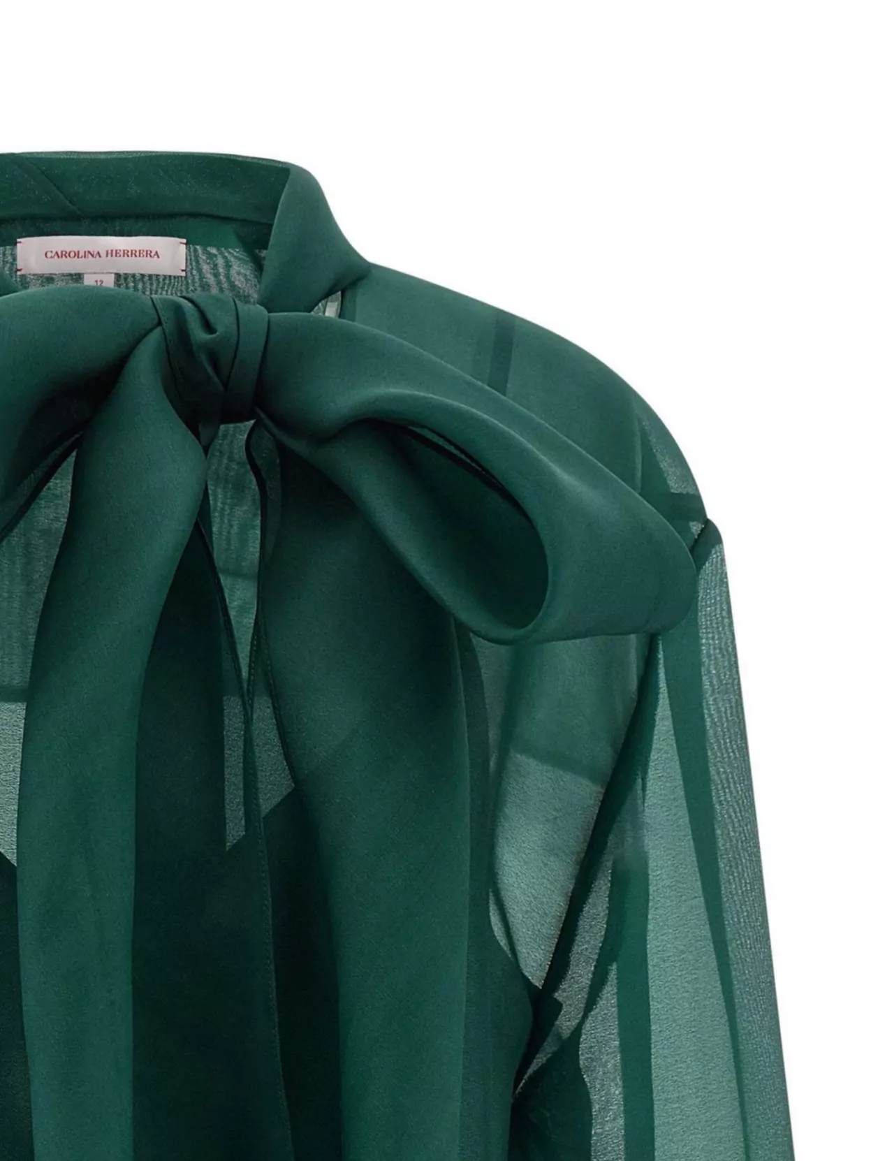 Carolina Herrera Sheer Long Sleeve Blouse With Bow Detail