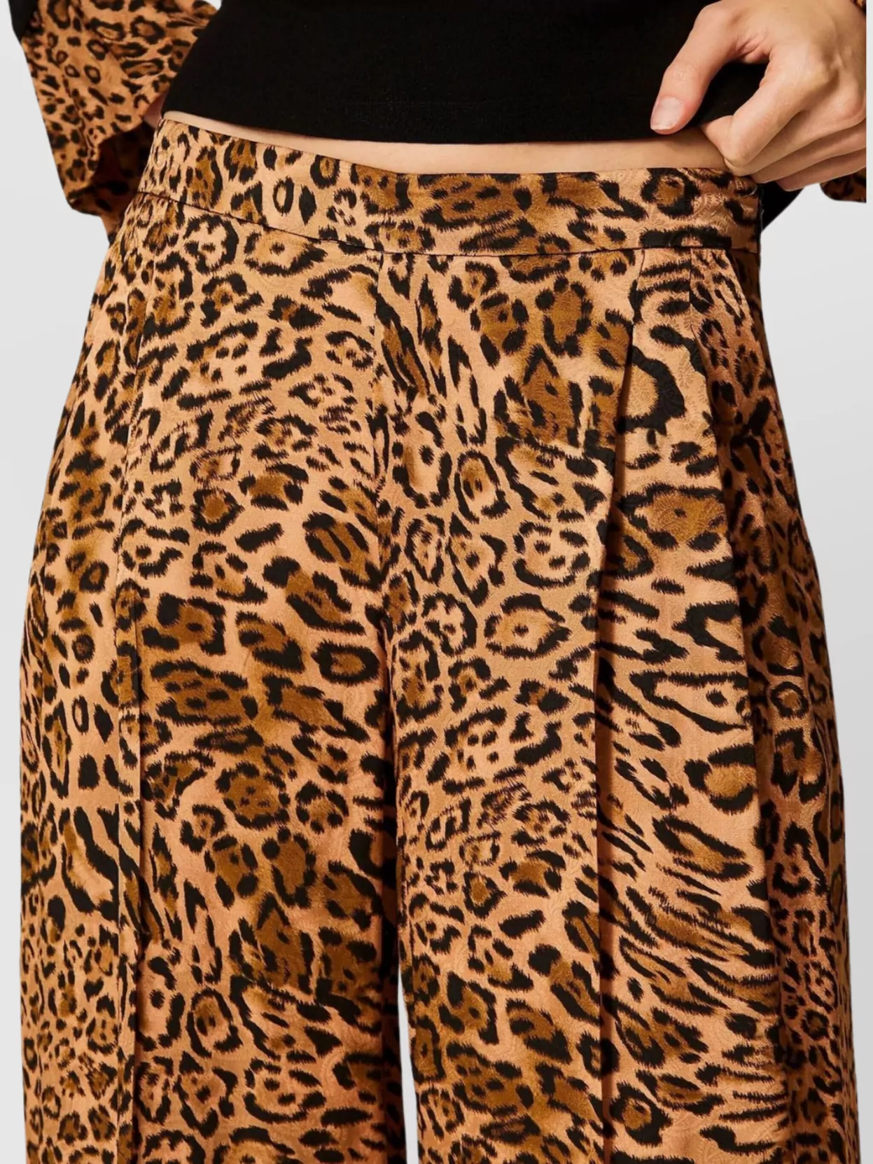 Twin-Set High Waist Wide Leg Animal Print Trousers
