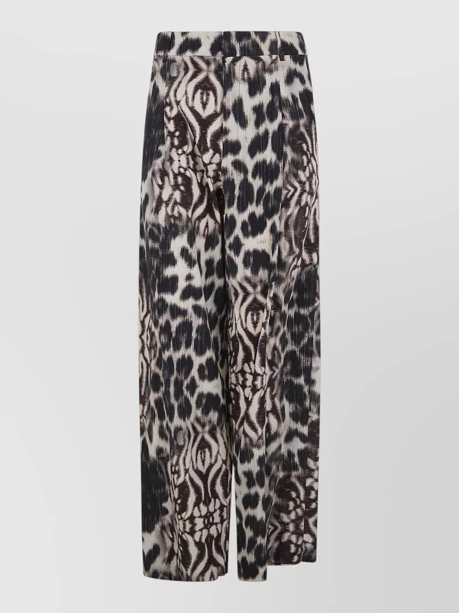 Pierre Louise Mascia Adanastr Animal Print Tailored Trousers Belt Loops In Brown