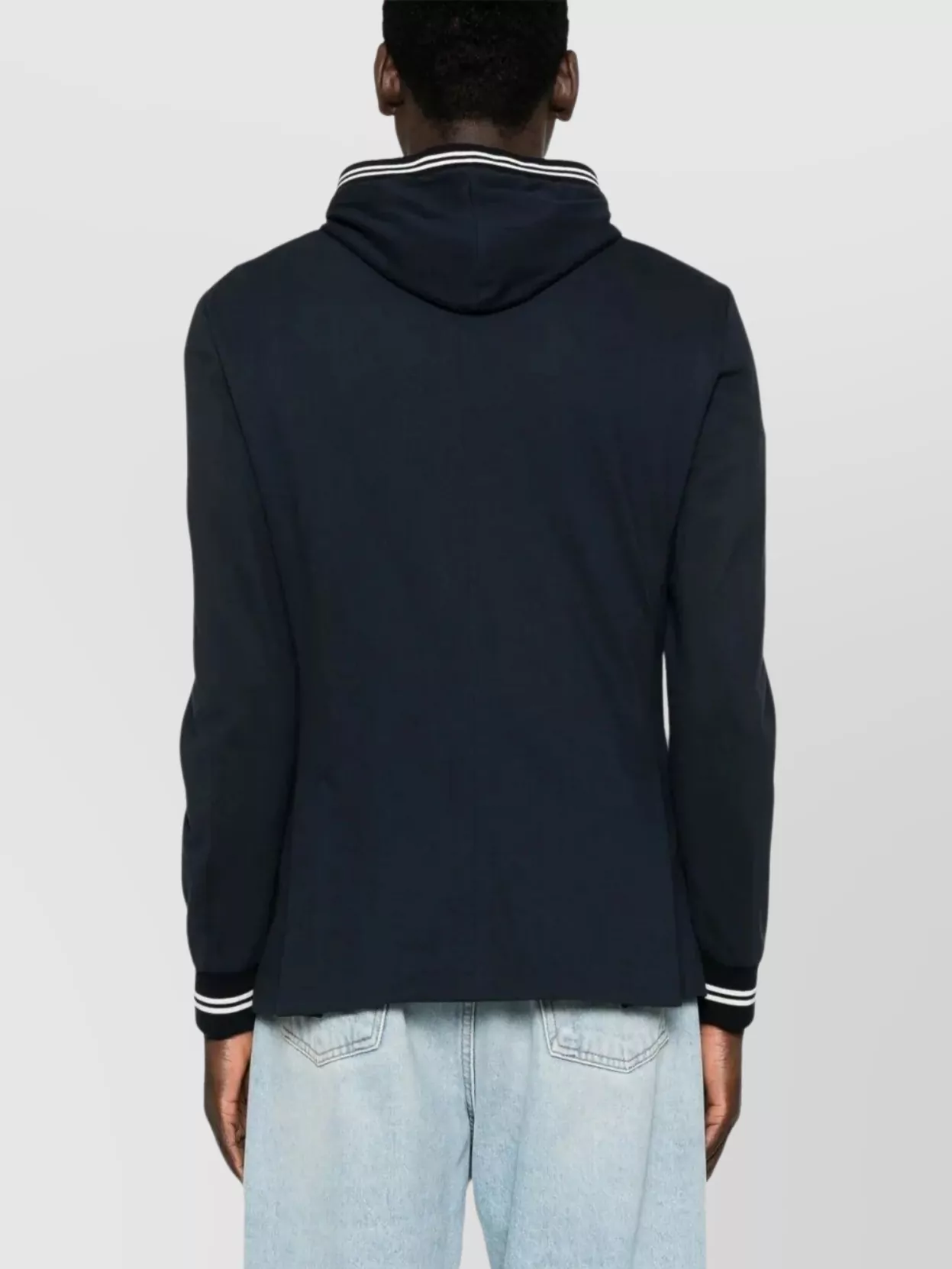 Eleventy Double Vent Hooded Blazer With Striped Trim