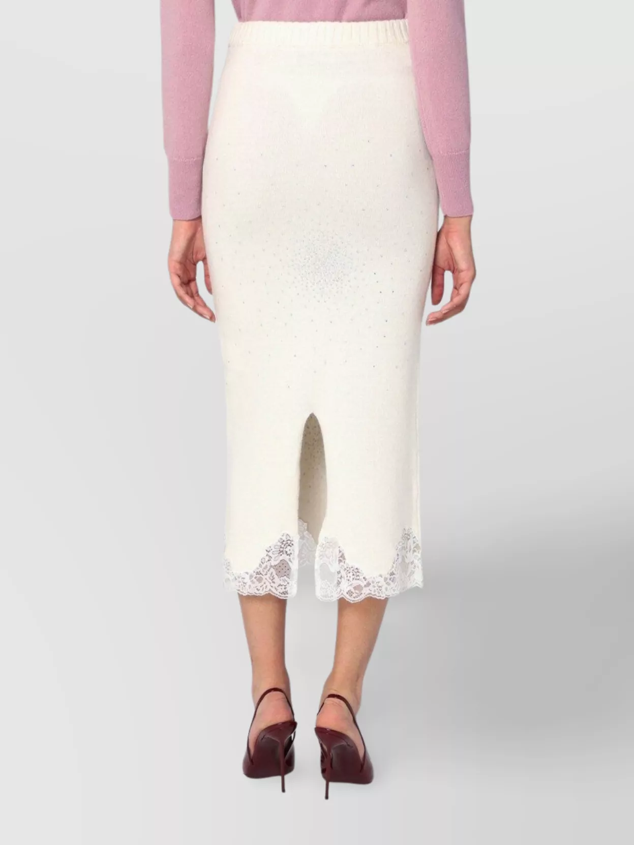 Giuseppe Di Morabito Gonna White Tube With Lace And Rhinestones In White