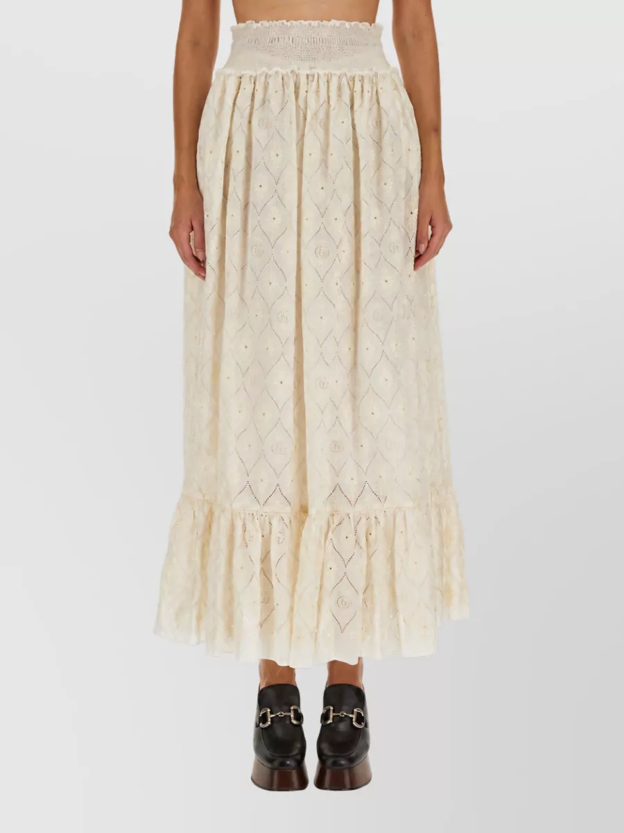 Gucci Floral Broderie Anglaise Full Skirt
