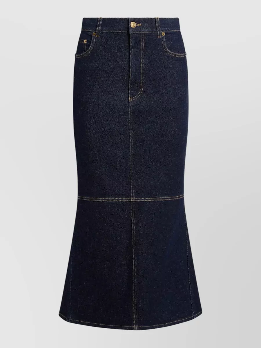 Moschino paneled denim knee-length skirt