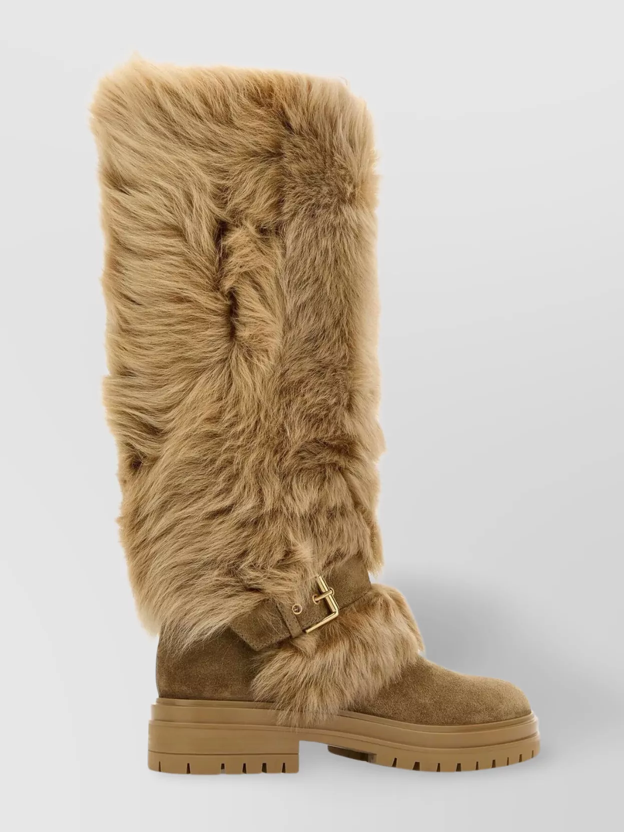Gianvito Rossi Shearling-trimmed Suede Knee-high Boots