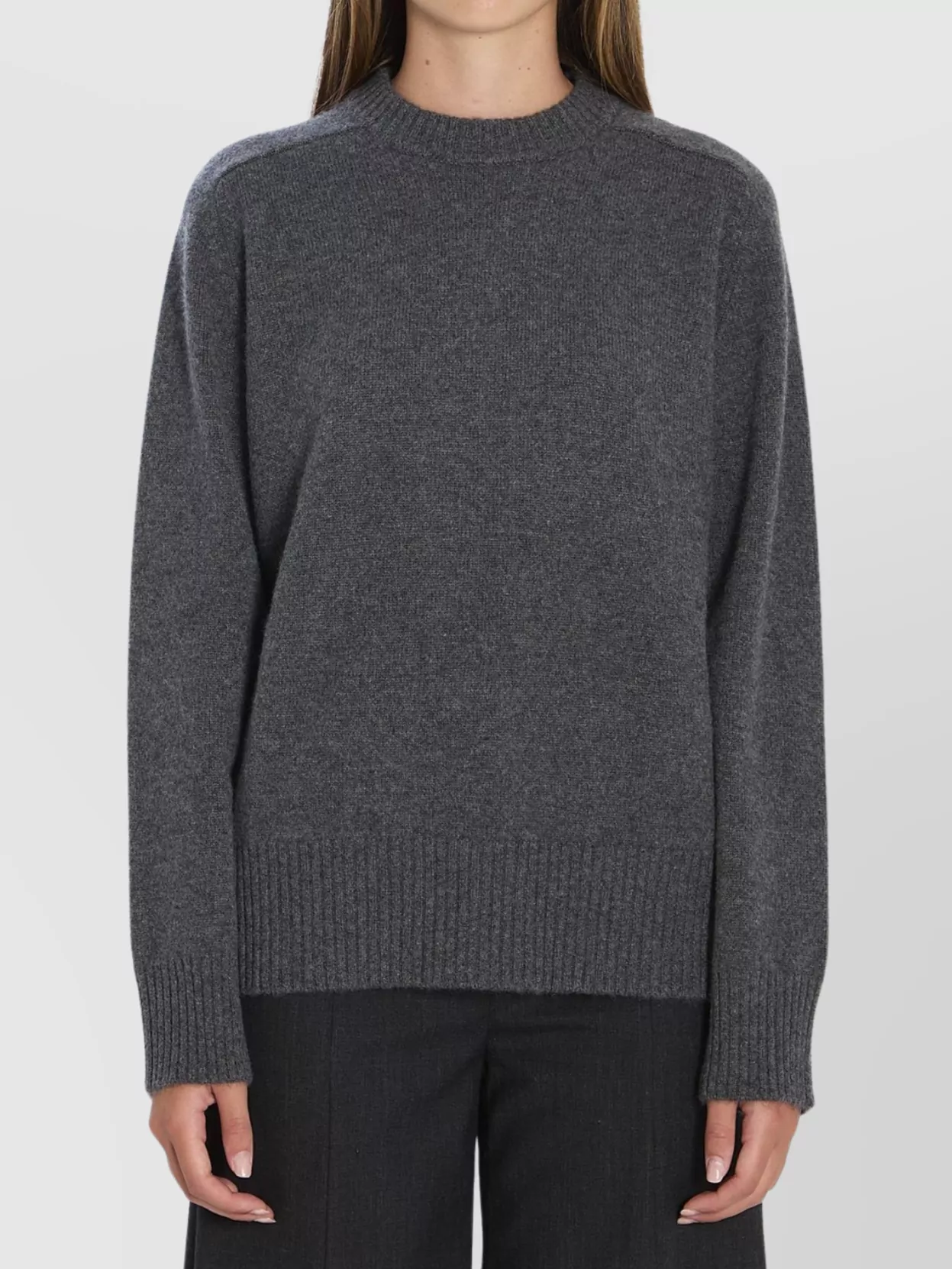 Loulou Studio Cashmere Crew Neck Sweater In Gray
