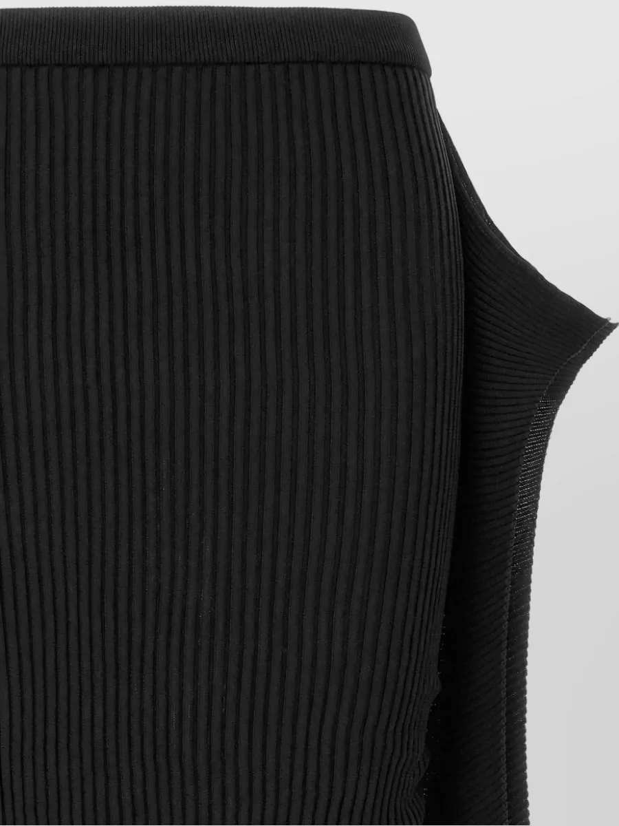 Issey Miyake Ribbed Draped Midi Skirt