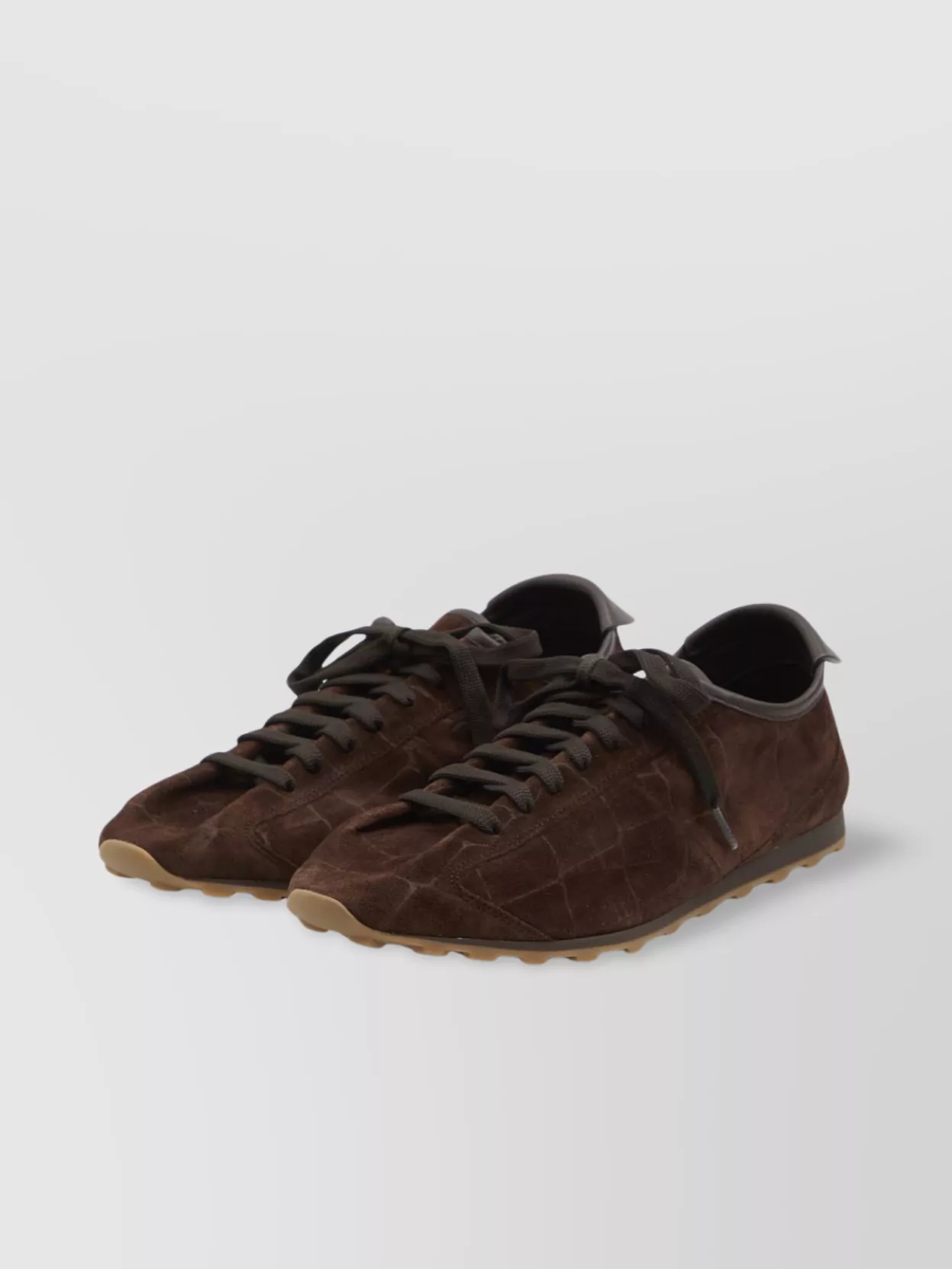 Jacquemus Crocodile-effect Suede Leather Sneakers In Brown