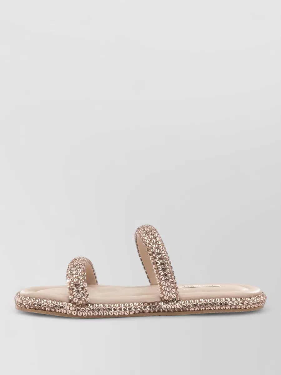 Casadei Sandals Embellished Straps Flat Sole Open Toe