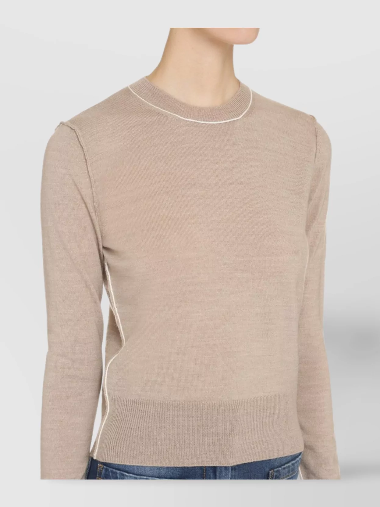 Shop Mm6 Maison Margiela Crew-neck Sweater Contrast Stitching