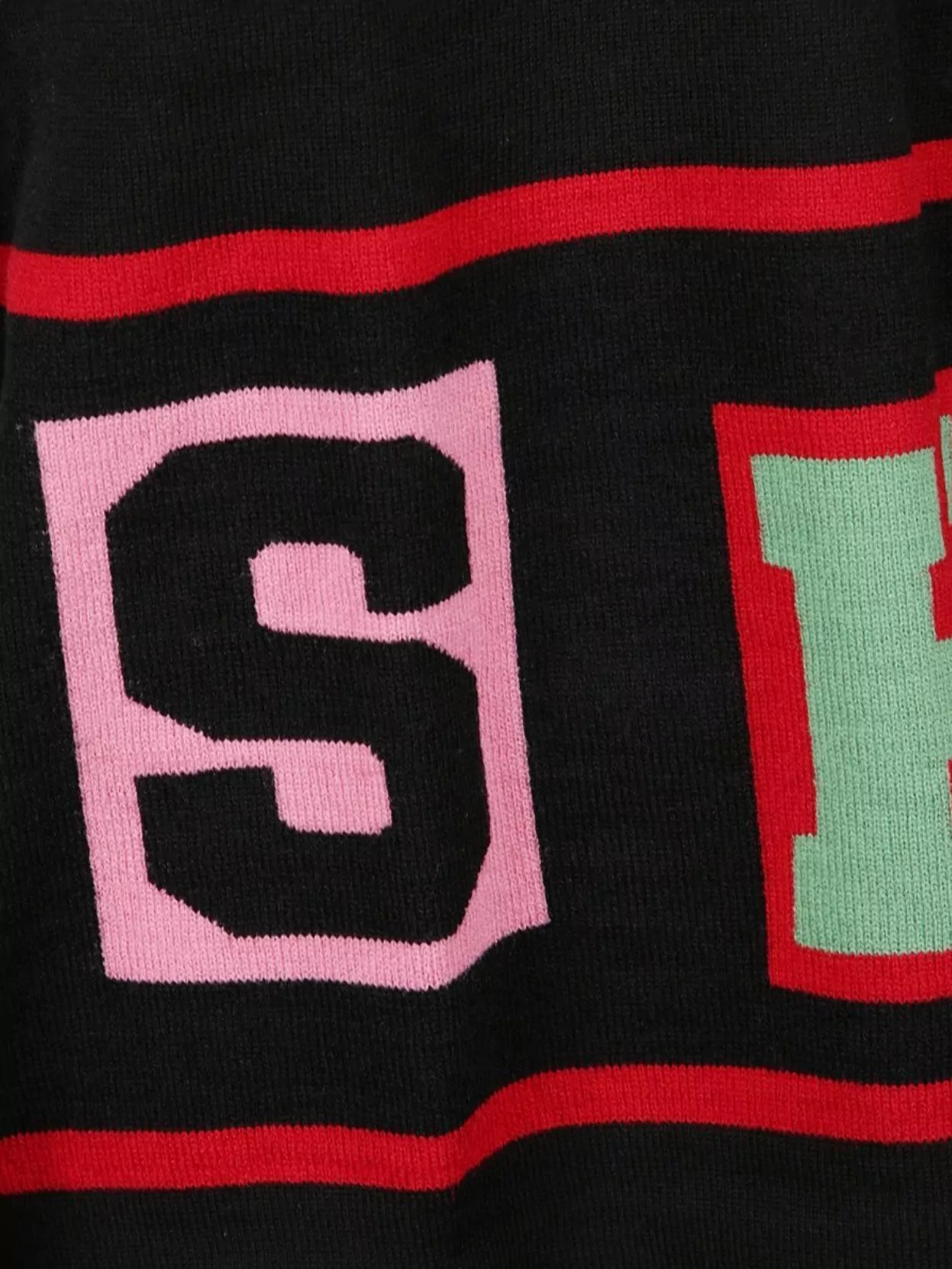 Comme Des Garçons Colorful Lettering Crew Neck Long Sleeve Sweater