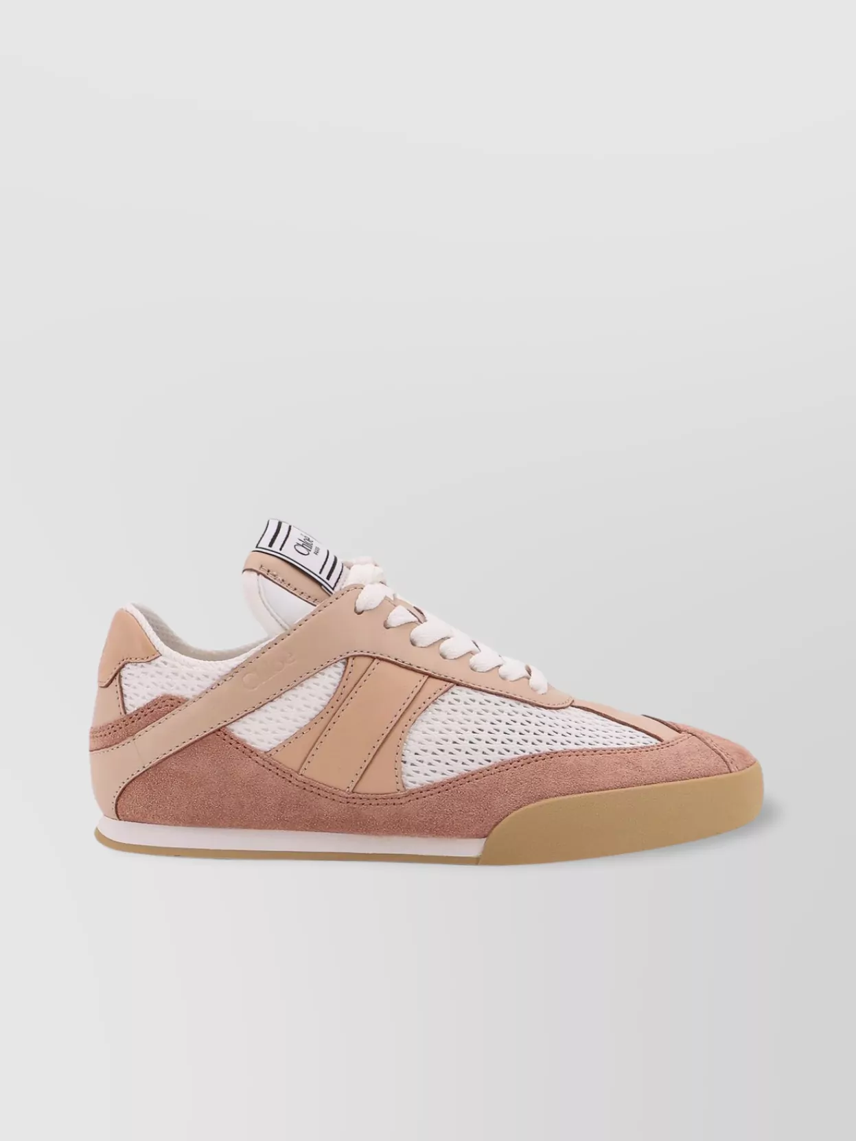 Chloé Kick Leather And Suede-trimmed Mesh Sneakers In Brown