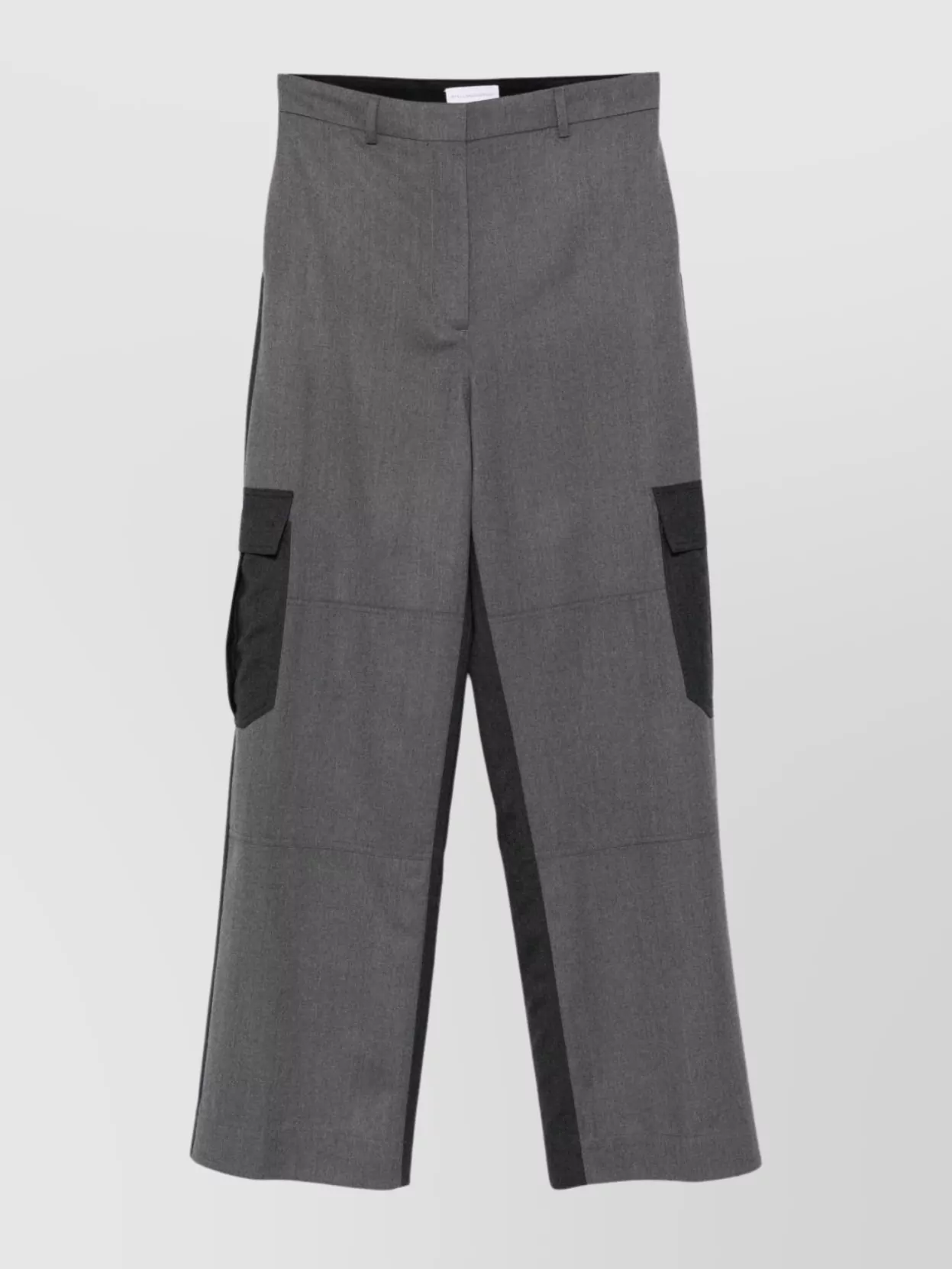 Stella Mccartney Wide-leg Cargo Trousers With Two-tone Belt Loops In Gray