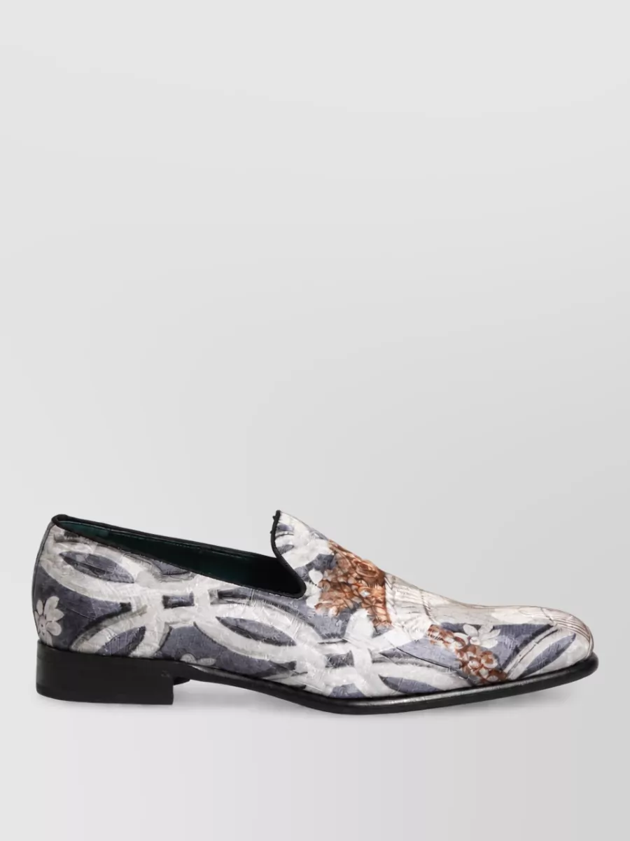 Dolce&Gabbana Leather Floral-Embroidery Loafers