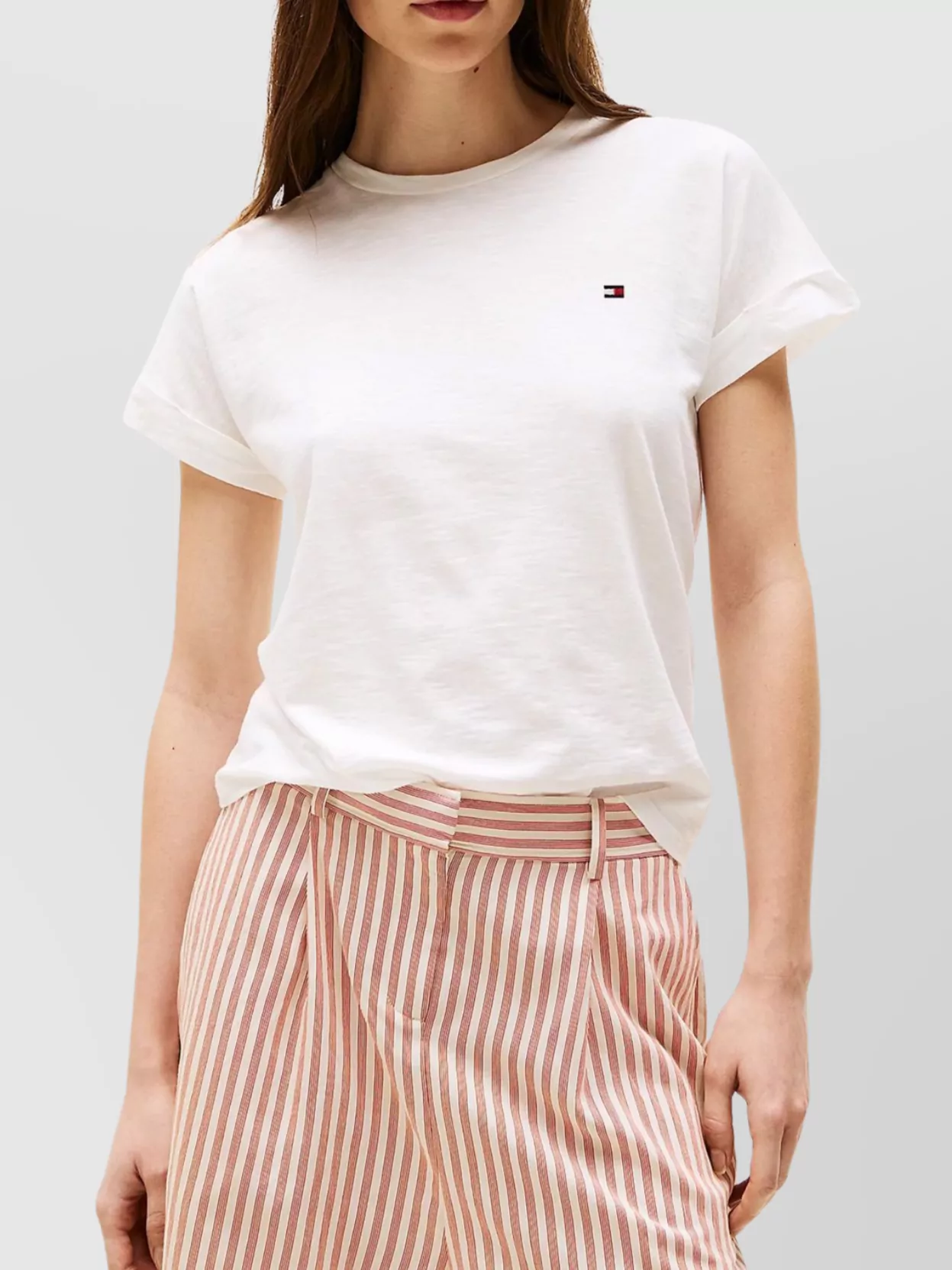 Tommy Hilfiger Flamed Cotton Crew Neck T-Shirt
