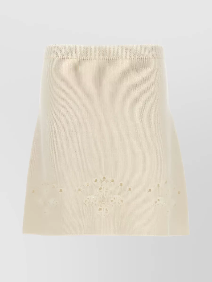 Shop Chloé Wool A-line Knit Skirt In Beige
