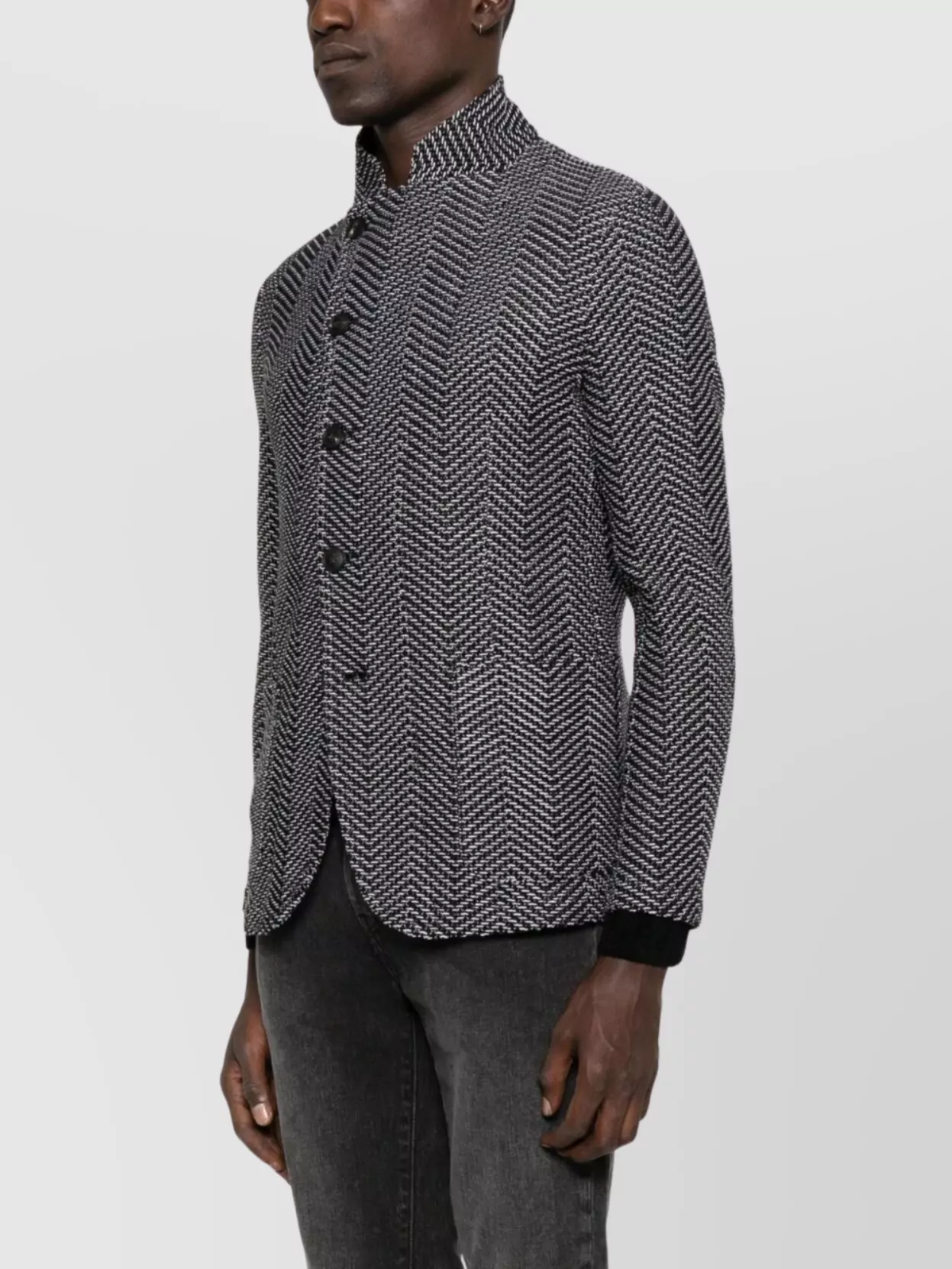 Emporio Armani Textured Fabric Blazer Featuring Front Pockets