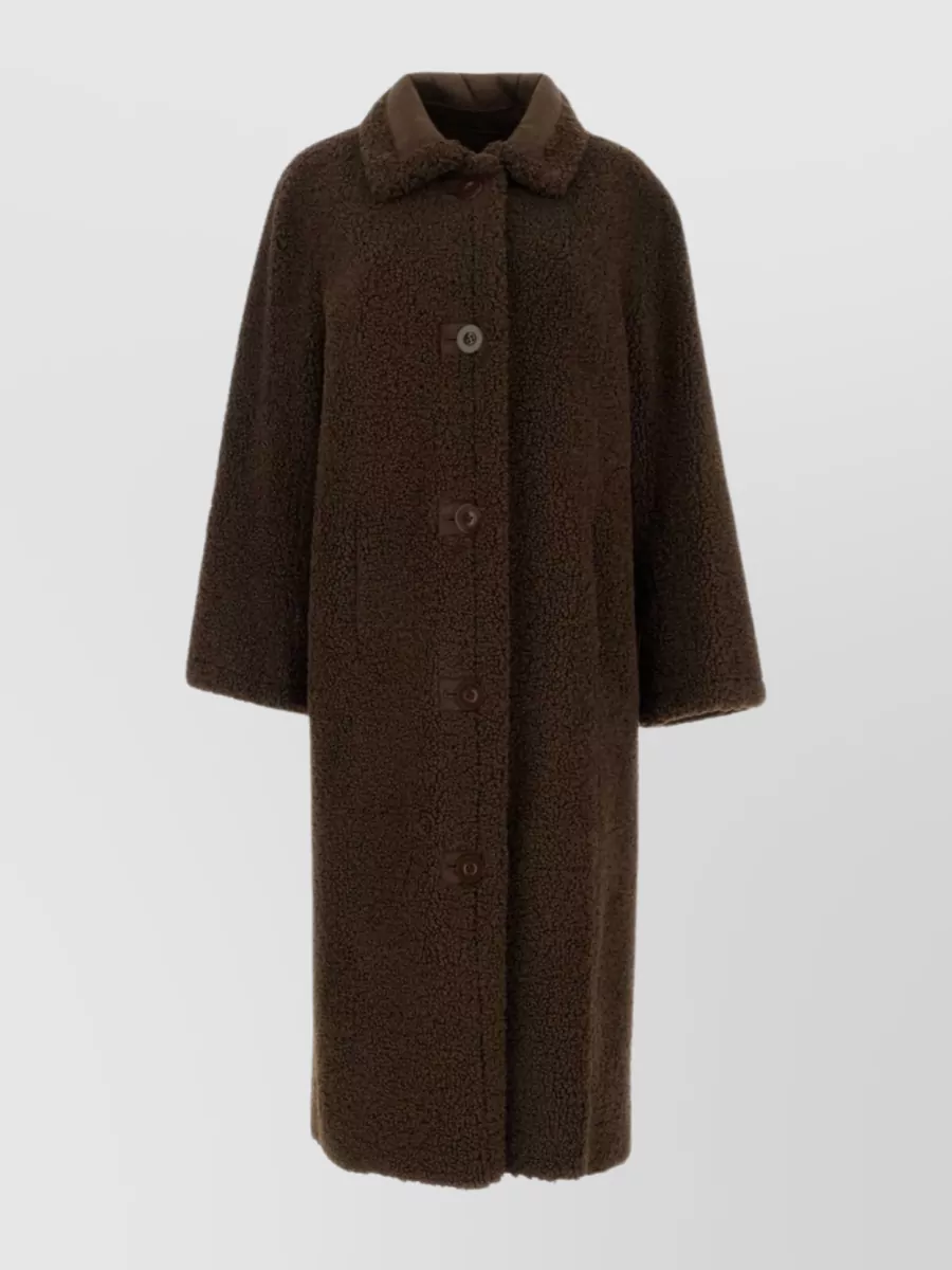 Shop Stand Studio Textured Mid-length Teddy Coat In Brown